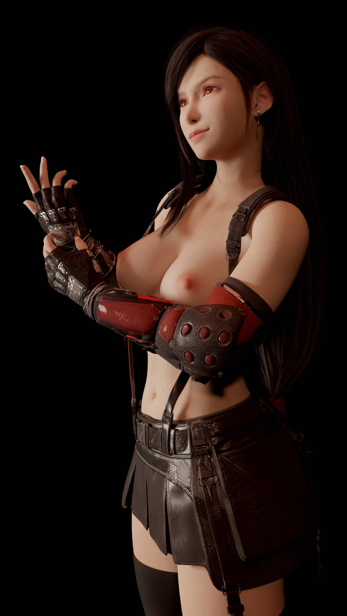 Tifa's Boobies Final Fantasy Tifa Lockhart Big Tits Natural Boobs Half Naked Brunette