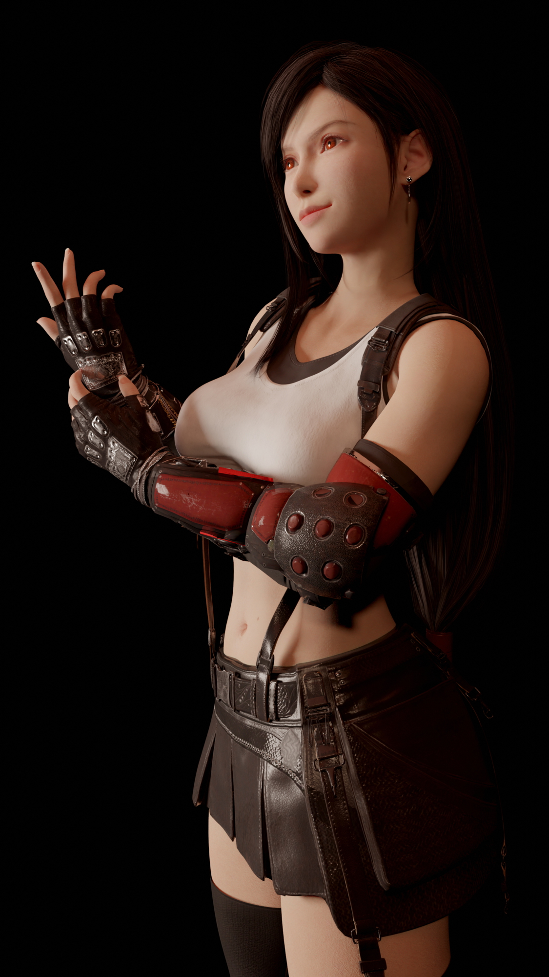Tifa's Boobies Final Fantasy Tifa Lockhart Big Tits Natural Boobs Half Naked Brunette 2