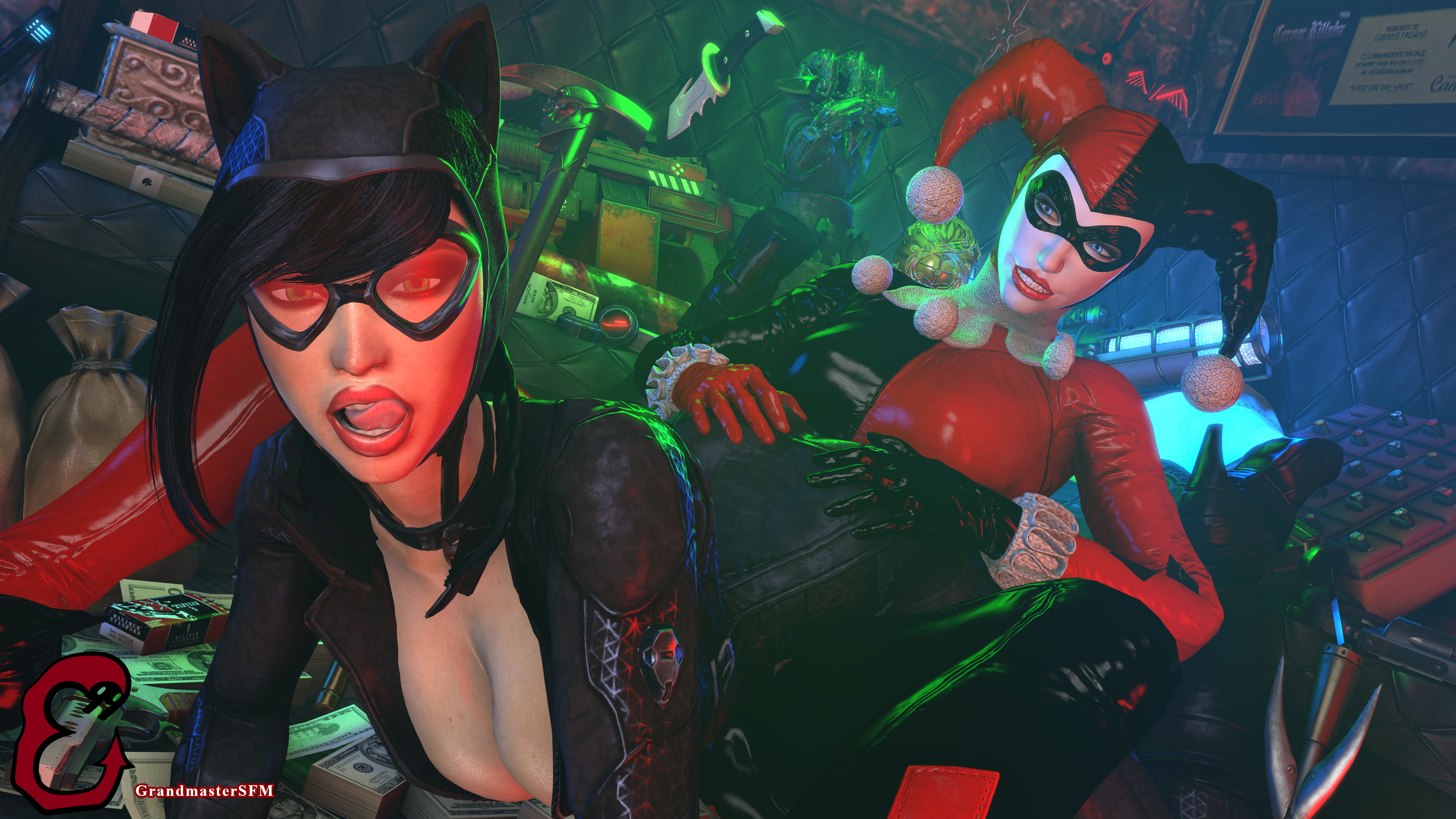 Cat In A Trap Harley Quinn Selina Kyle Catwoman Dc Batman Dc Comics Arkham Knight Harleen Quinzel Catwoman Source Filmmaker Sfm
