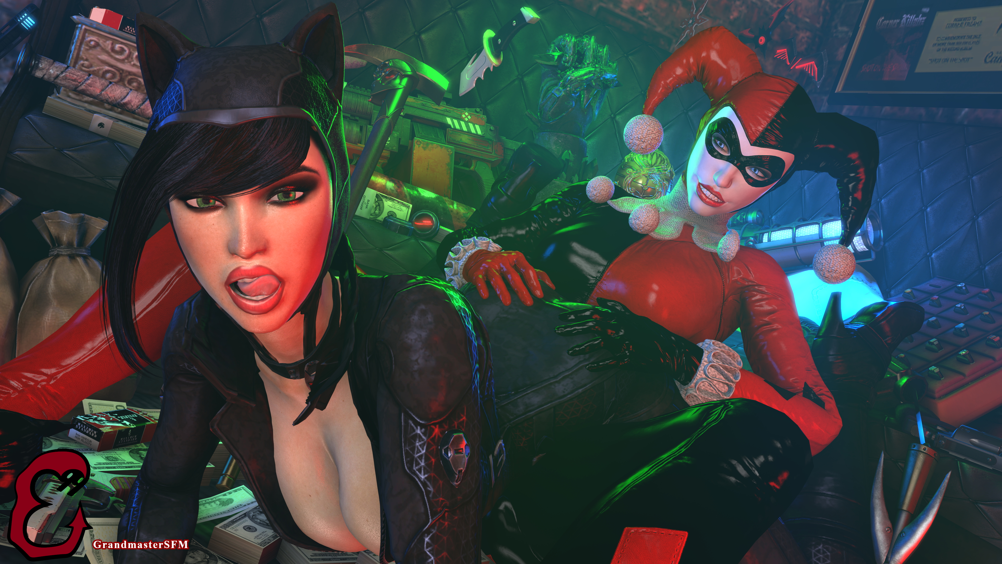 Cat In A Trap Harley Quinn Selina Kyle Catwoman Dc Batman Dc Comics Arkham Knight Harleen Quinzel Catwoman Source Filmmaker Sfm 2