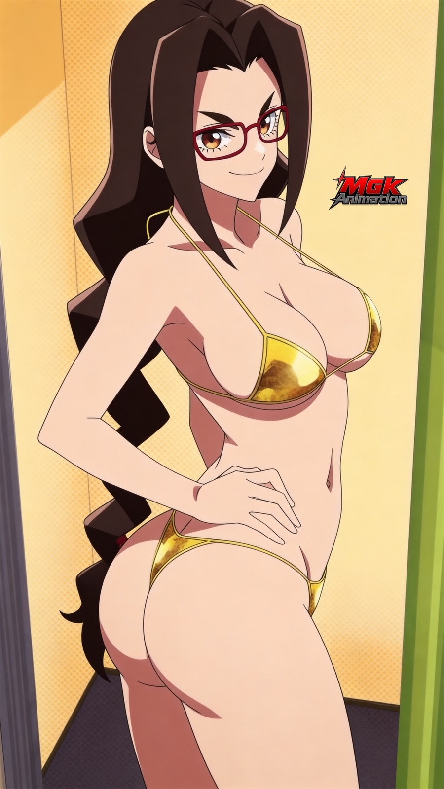 Yamato Nadeshiko in her gold jersey 🍑🥵  Sexy Ass Perfect Body Bikini Big Tits