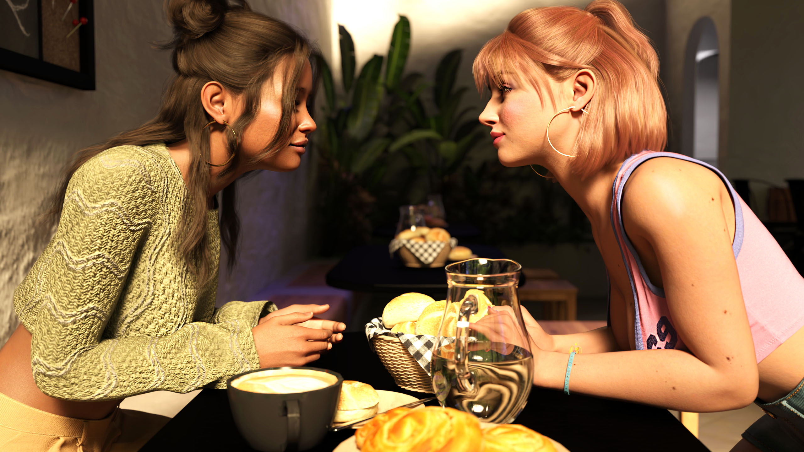 In a coffee shop  Sexy Redhead 3d Girl Pink Nipples Pinup 6