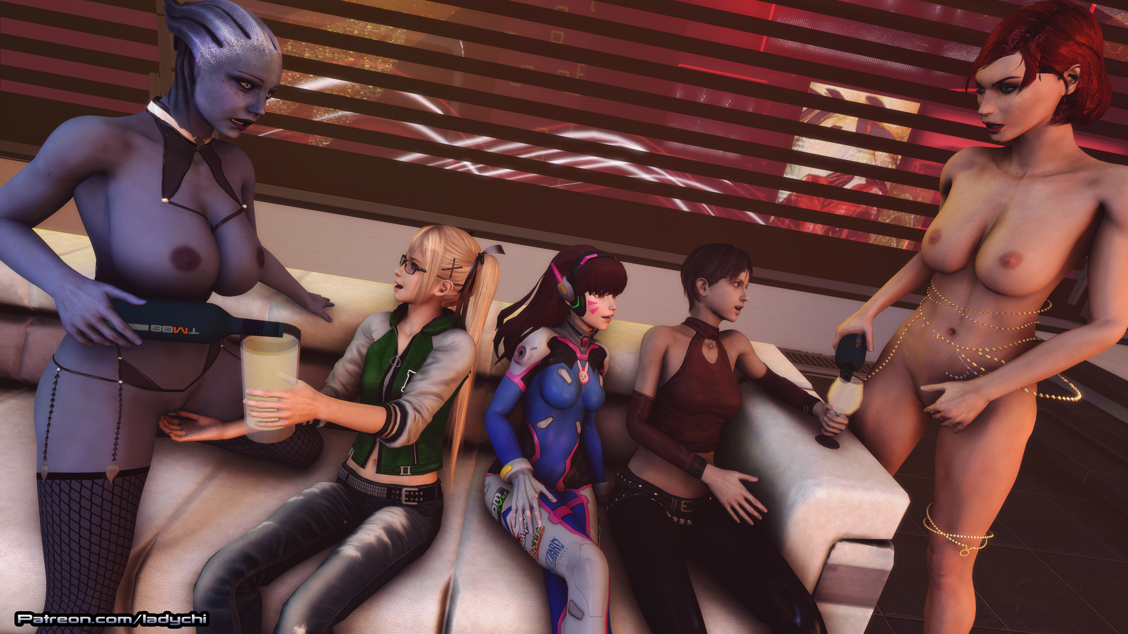 What If Shepard let the Groupies into the apartment in ME3 citadel party? Mass Effect Resident Evil Rebecca Chambers Liara Overwatch Dva (overwatch) Commander Shepard Nude Naked Crossover