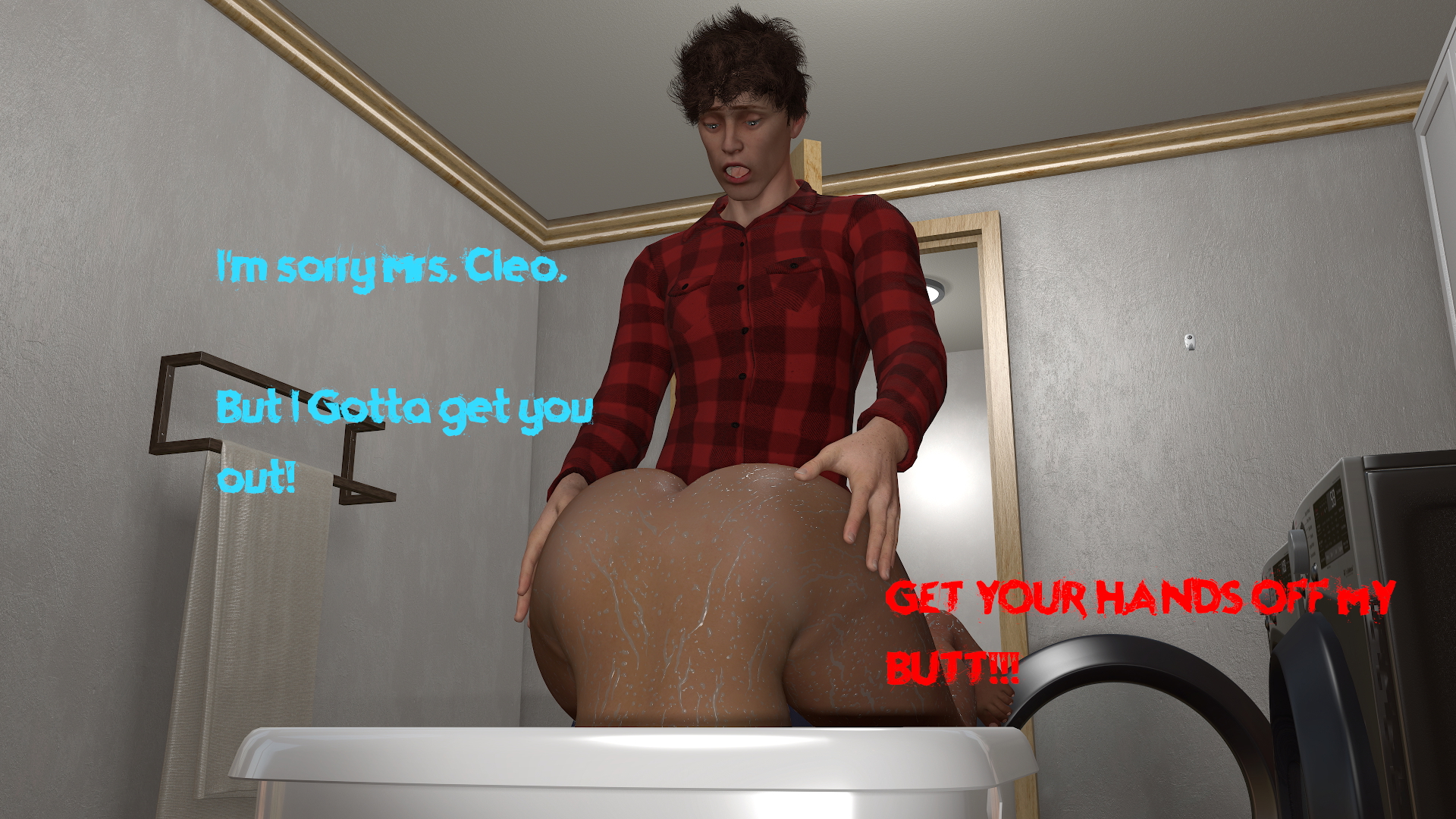Dirty Laundry  Milf 3d Porn Big Tits Big Cock Cum Covered Stuck Rough Sex Doggy Style Deep throat Cunnilingus Cum In Throat 43