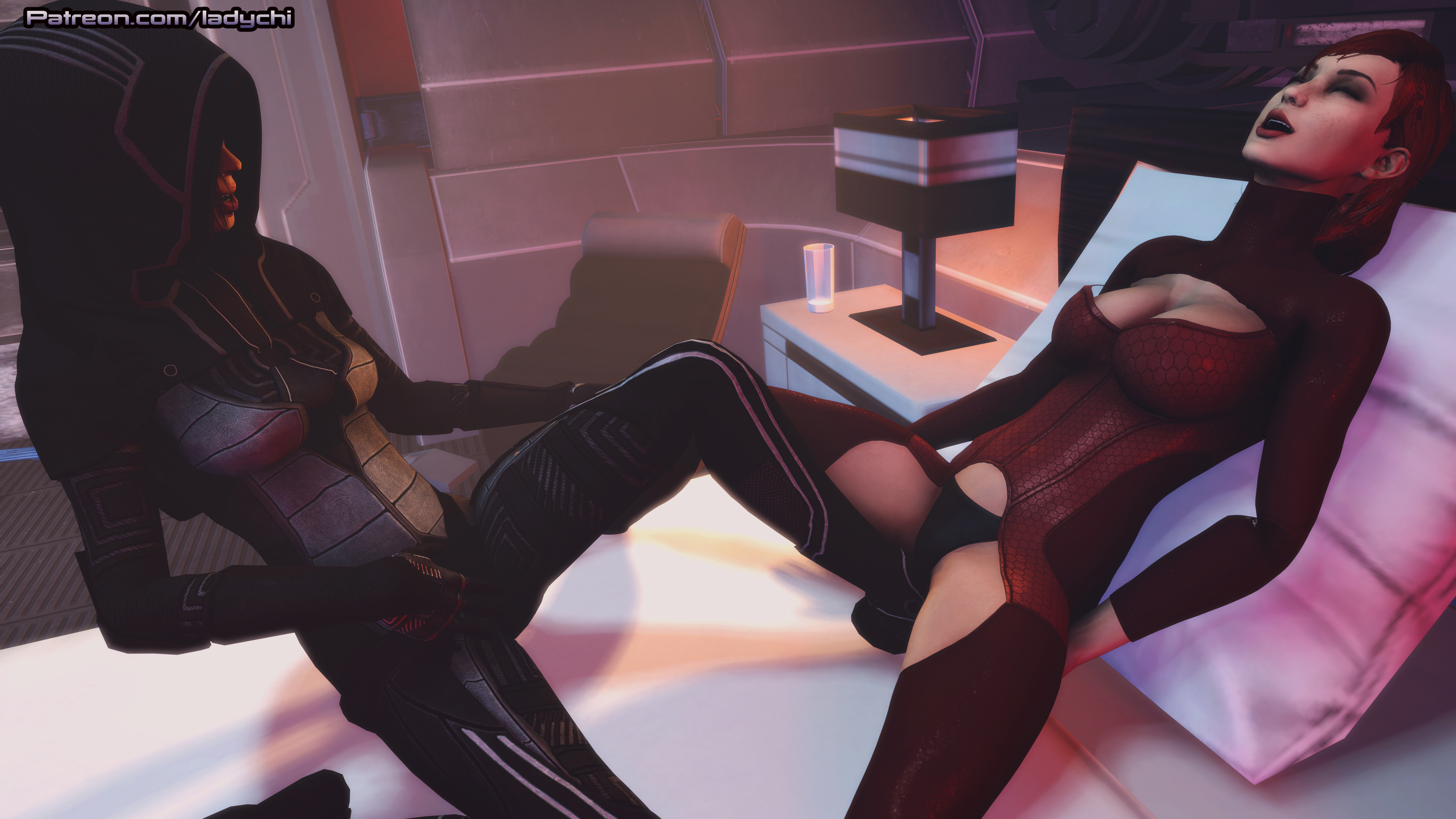 Kasumi now makes Shepard hump her leg! Mass Effect Kasumi Commander Shepard Comic Sfm Videogame Lesbian Asian Girl On Girl Boobs Pussy Nude Naked Lesbians 4