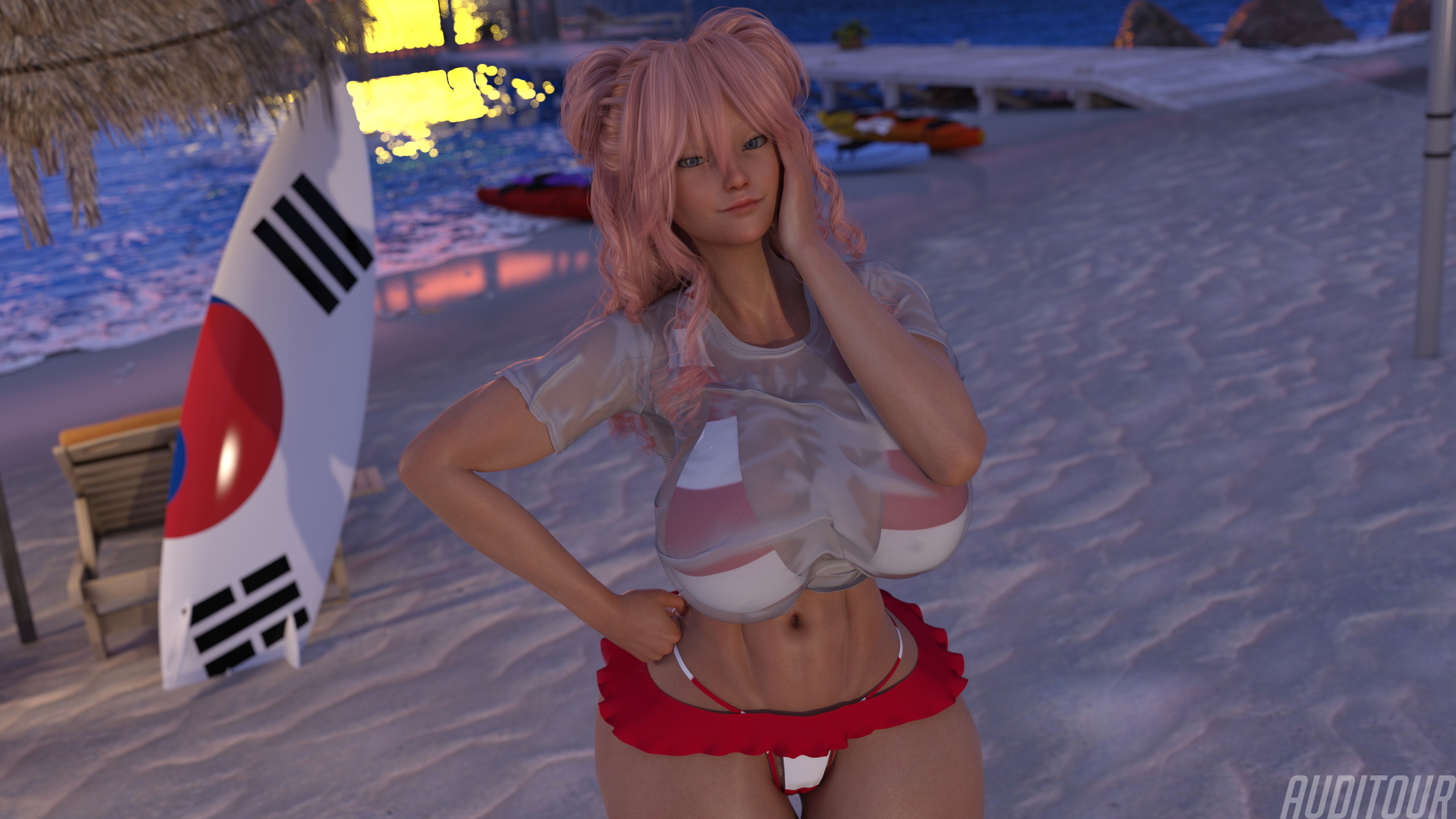 Stars and Stripes Takeover Bonus  Huge Breasts Huge Ass Huge Cock Possession Pink Hair Long Hair Breast Expansion Ass Futa Female 5