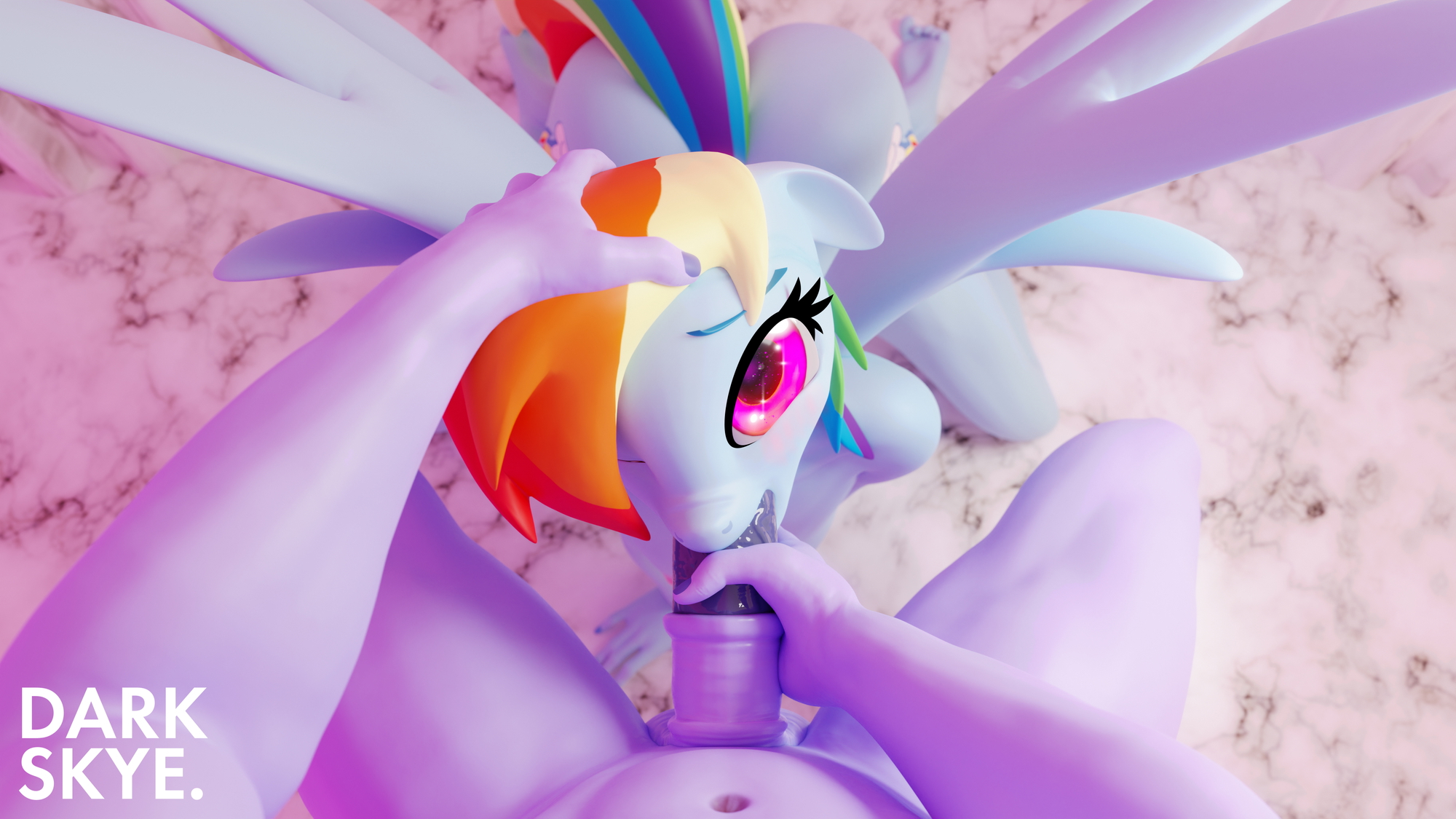 Universe in an Eye My Little Pony Bow Hothoof Rainbow Dash 3d Porn Pony Horse Unicorn Big Cock Sucking Cock Blowjob Deep throat Oral Sex Kneeling