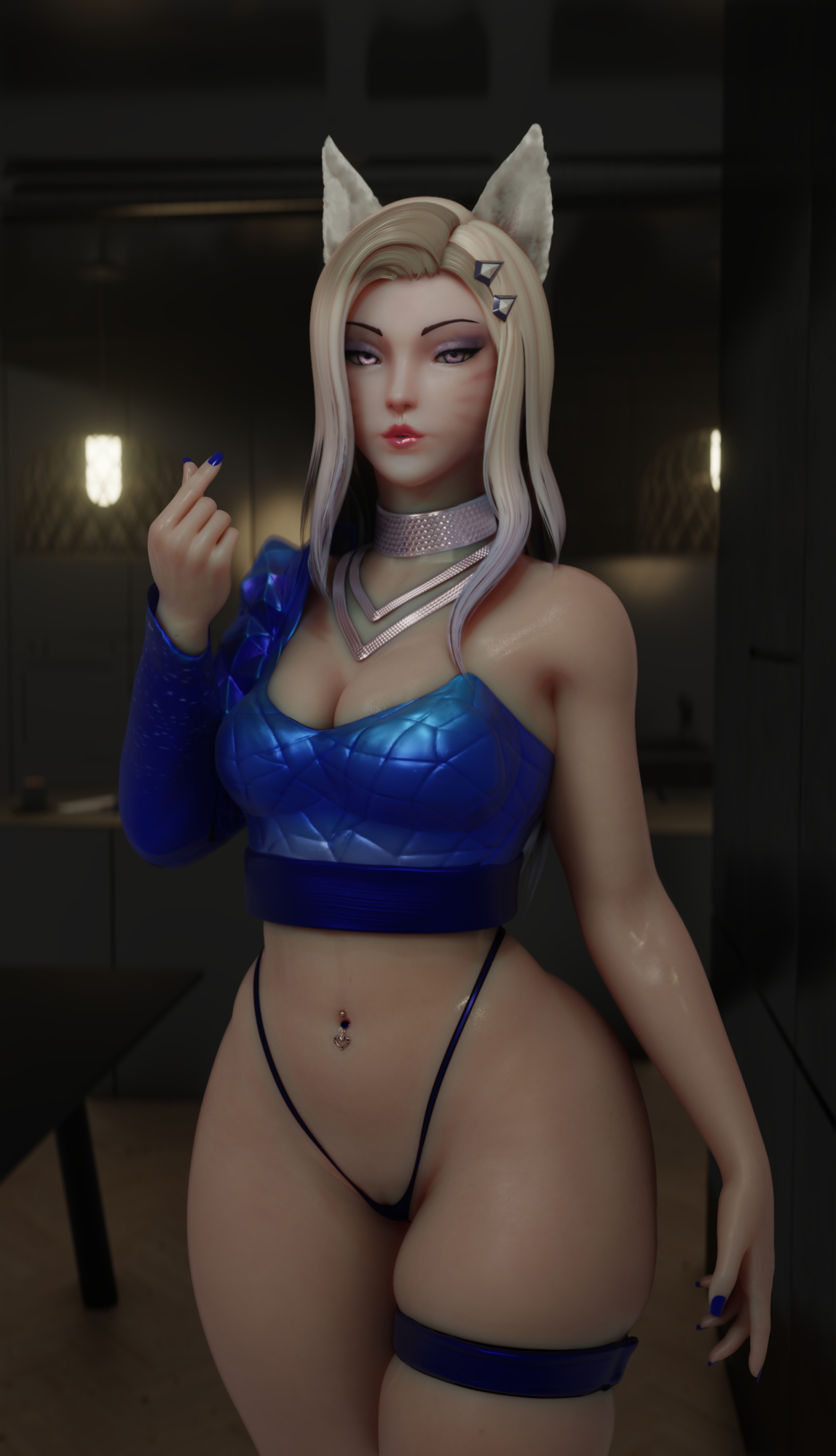 Ahri Solo Ahri League Of Legends 3d Porn Sexy Pussy Panties Thong Pubic Hair Lingerie 4