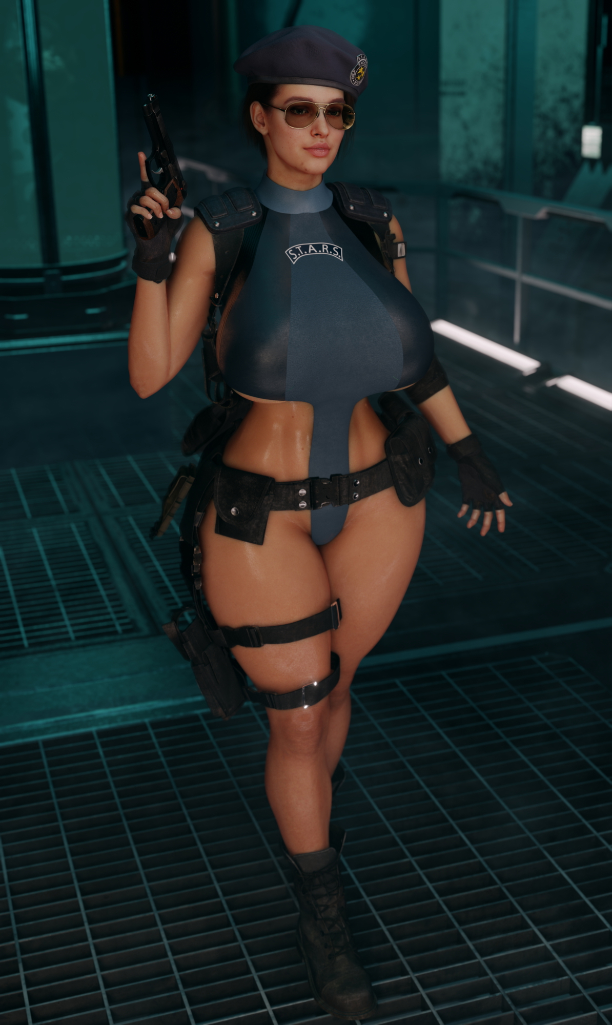 Jill Stars officer Jill Valentine Resident Evil 3d Porn Pussy Curvy Nude Big Tits Big Breasts Standing Weapon 2