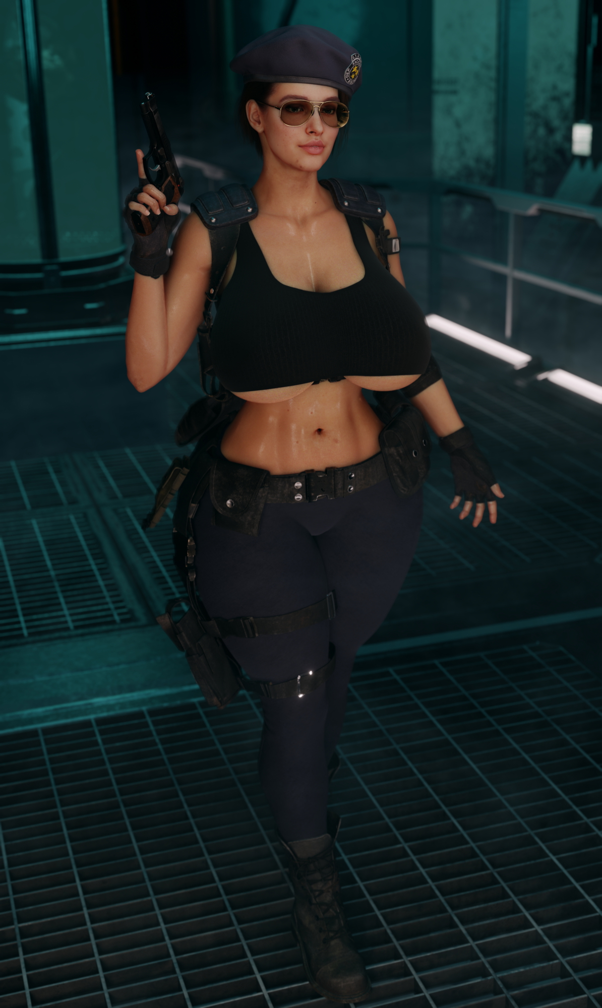 Jill Stars officer Jill Valentine Resident Evil 3d Porn Pussy Curvy Nude Big Tits Big Breasts Standing Weapon 3