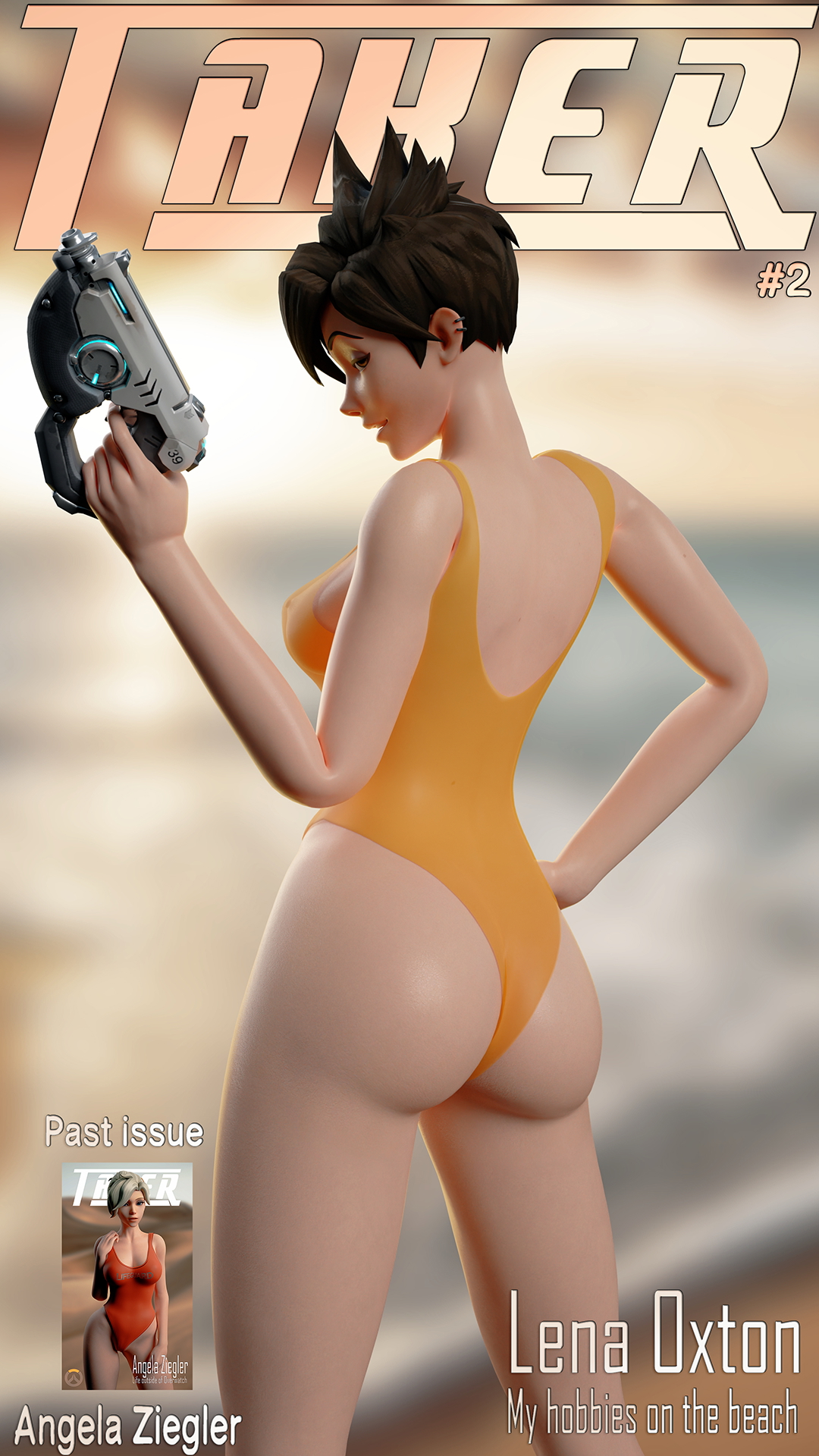 New magazine release Overwatch Tracer 3d Porn Nude Alt Version Swimsuit Pink Nipples Pussy Natural Boobs Natural Tits Magazine Big Booty Ass Weapon