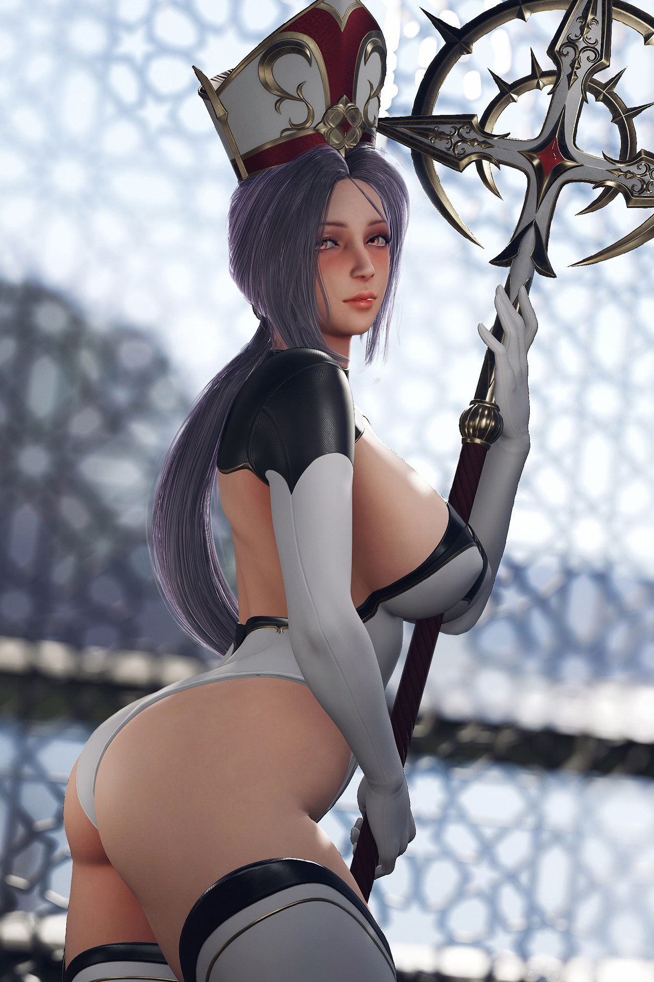 Pole dance battle! High Priestess Primrose Boobs Armor Nude Big Tits Big Breasts Close Up Ass Big Booty
