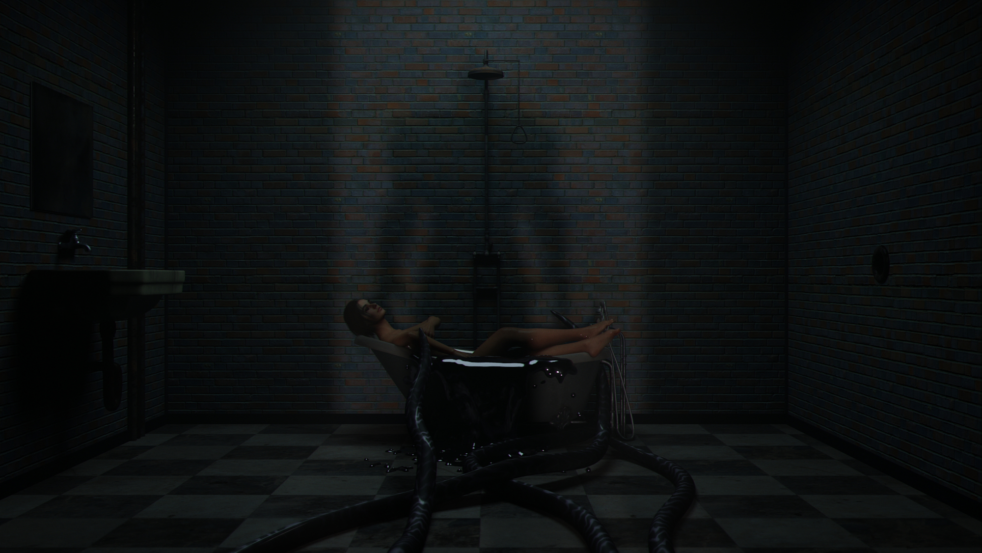 Jill relaxing in the bath Resident Evil Jill Valentine Tentacles Nemesis Bathing Bathroom