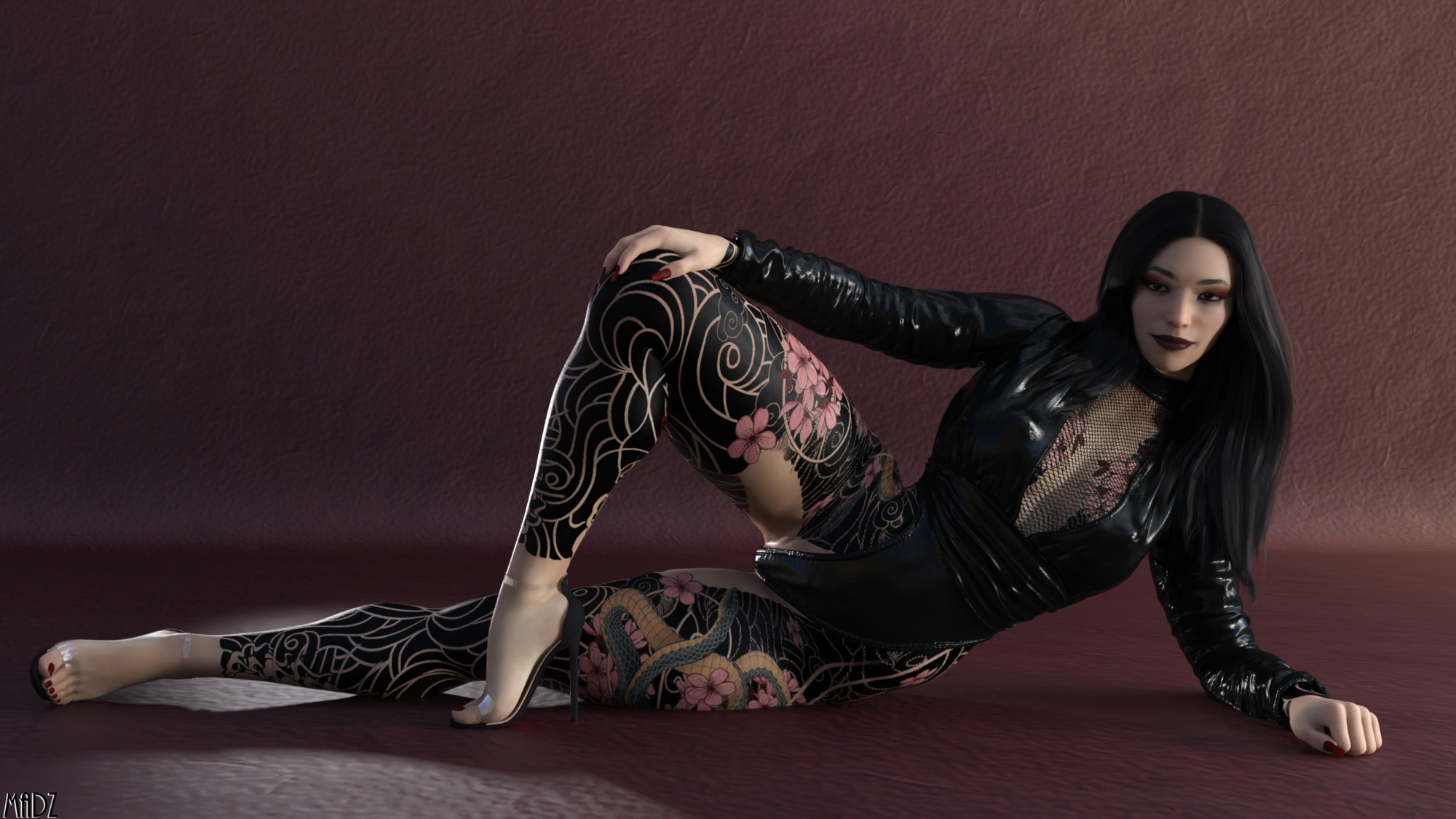 Killer legs am I right?  Tattoo Leather Asian Long Legs High Heels