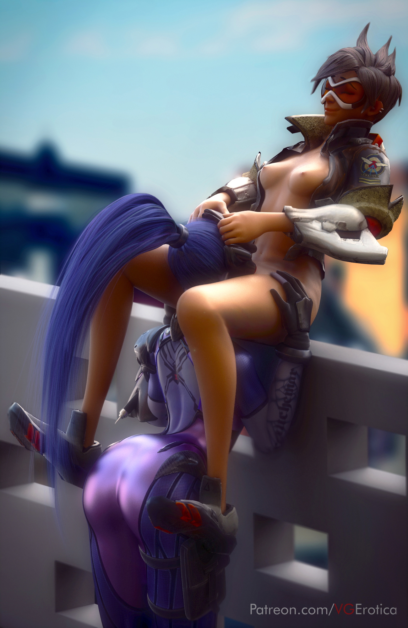 Widow Licks Tracer Overwatch Widowmaker Tracer 3d Porn Lesbian Eating Pussy Pussy Licking Small Boobs Small Tits
