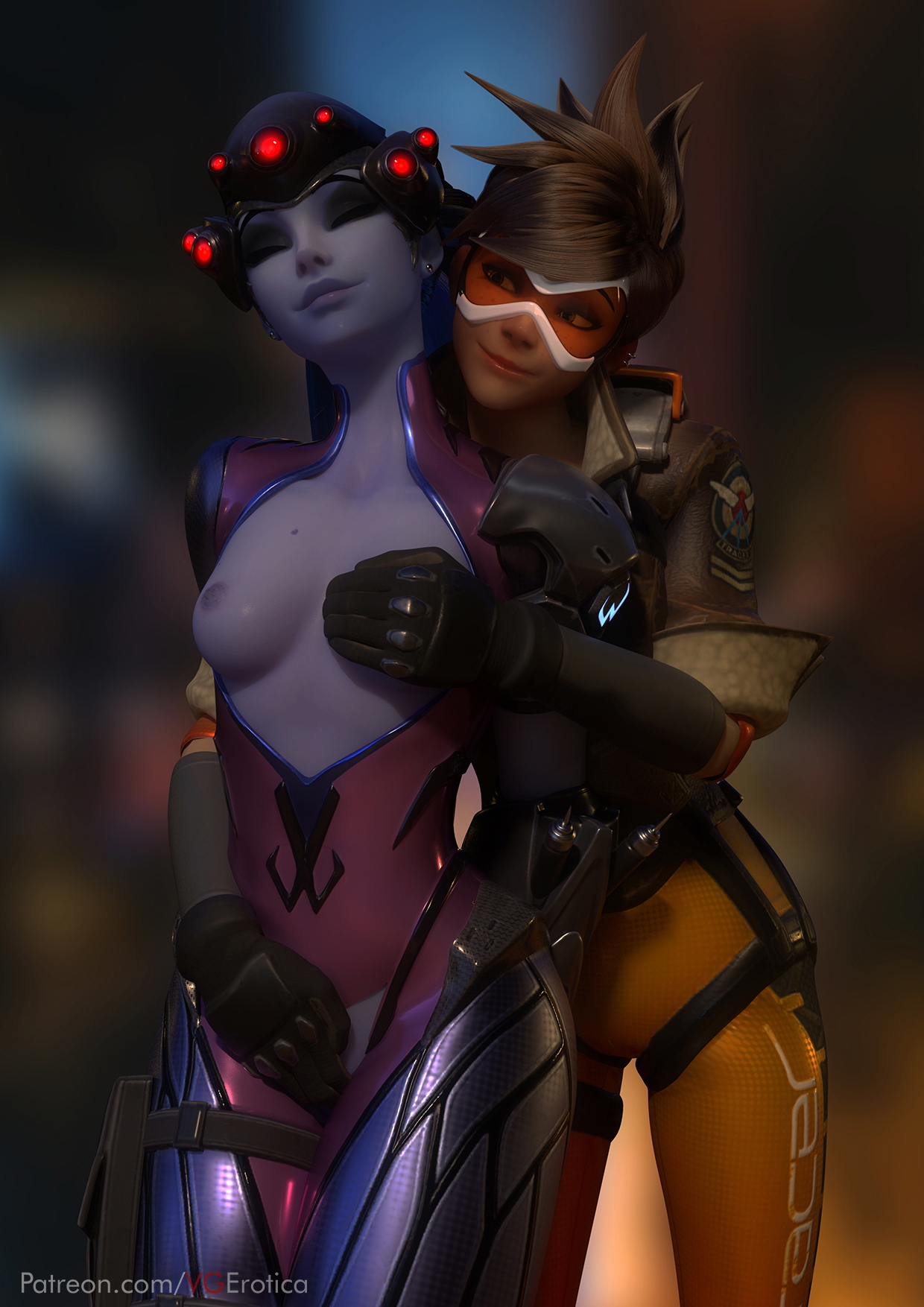 Widow x Tracer Overwatch Widowmaker Tracer 3d Porn Small Boobs Small Tits Masturbating Grab Boobs Fingering Lesbian