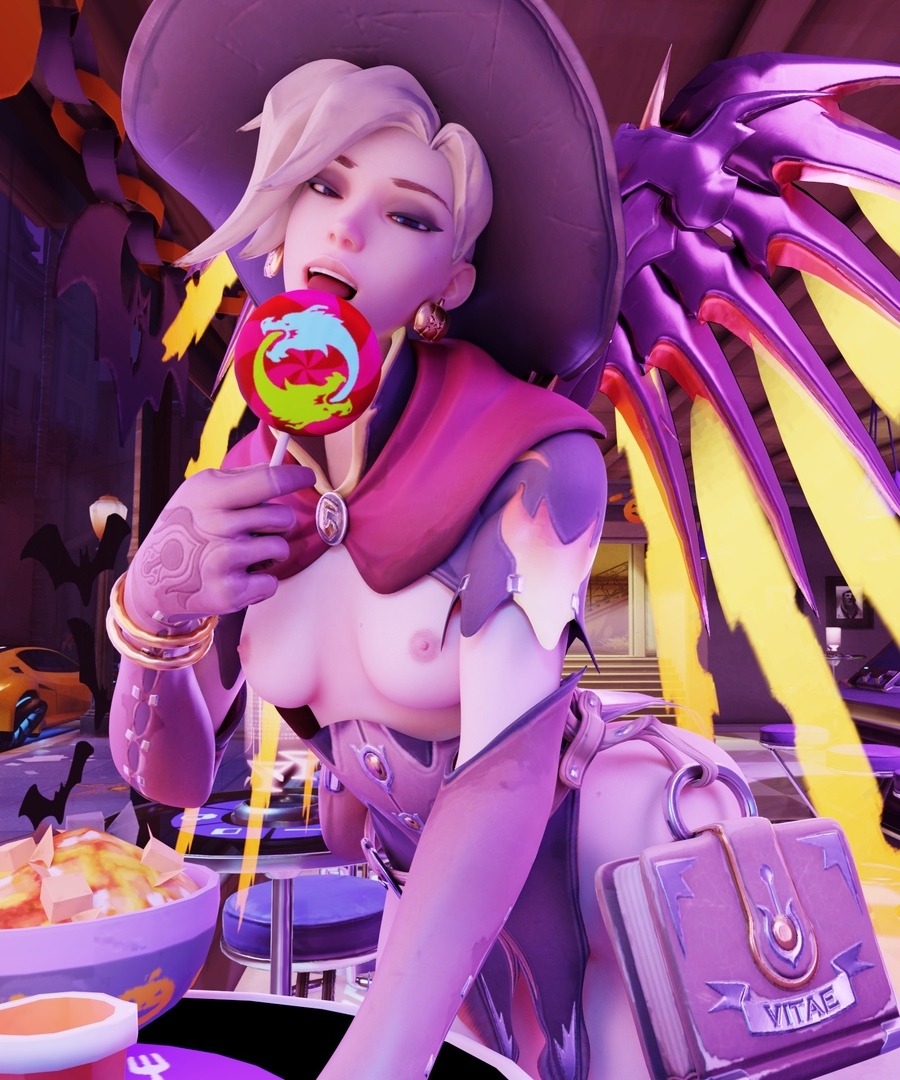 Mercy taste a Lollipop Overwatch Mercy Tits