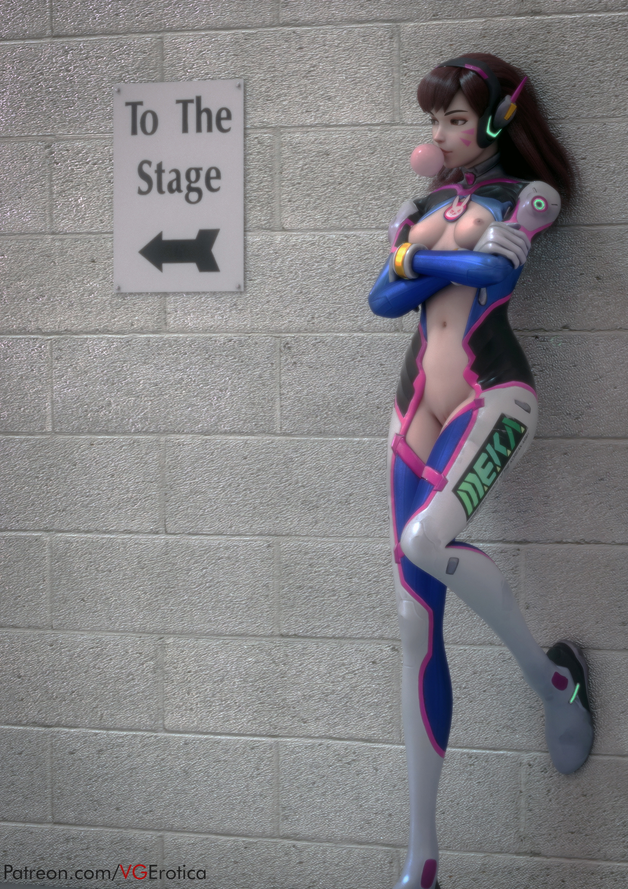 D.va bubblegum Overwatch Dva (overwatch) 3d Porn Nude Sexy Natural Boobs Natural Tits Small Breasts Half Naked