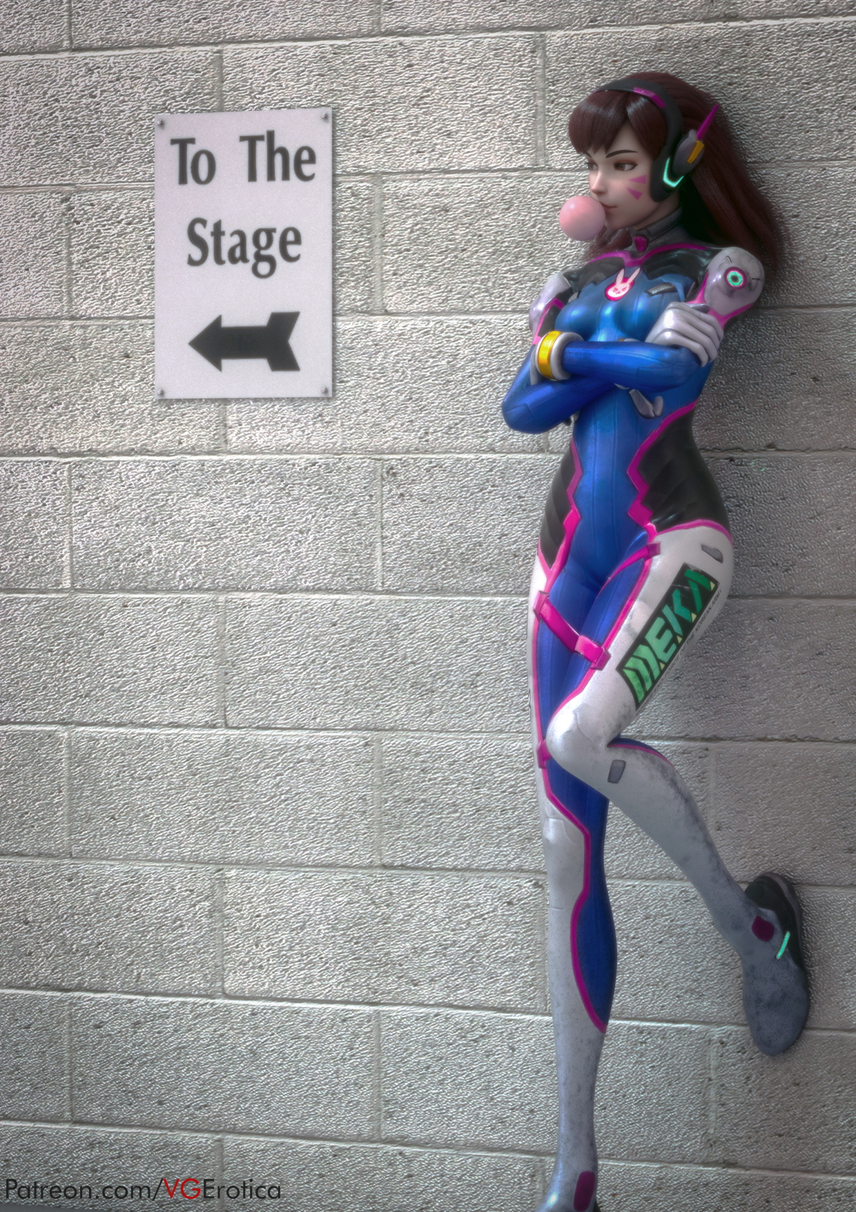 D.va bubblegum Overwatch Dva (overwatch) 3d Porn Nude Sexy Natural Boobs Natural Tits Small Breasts Half Naked 2