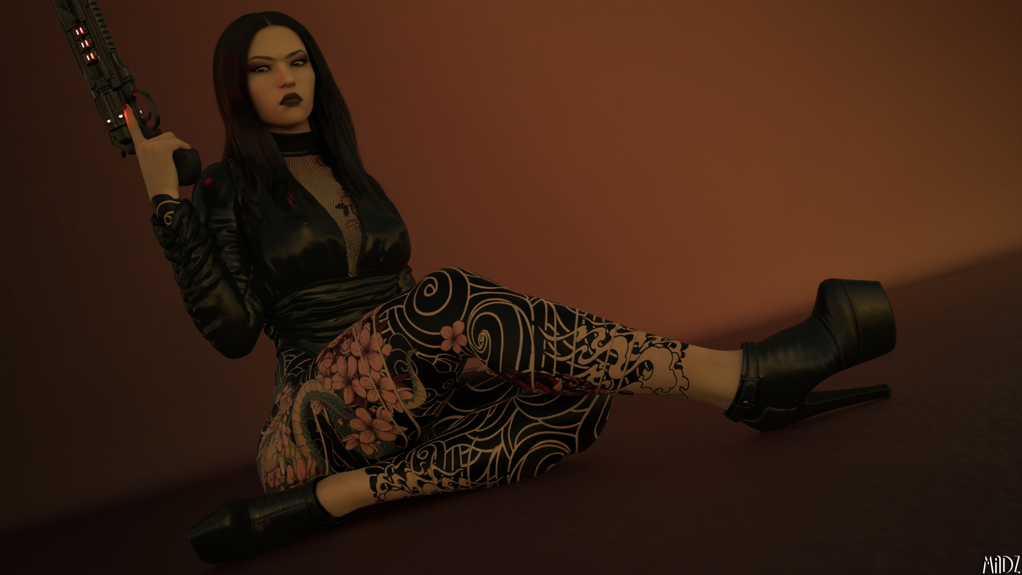 Renma Himura  Tattoo Long Legs Asian Leather Original Character 2