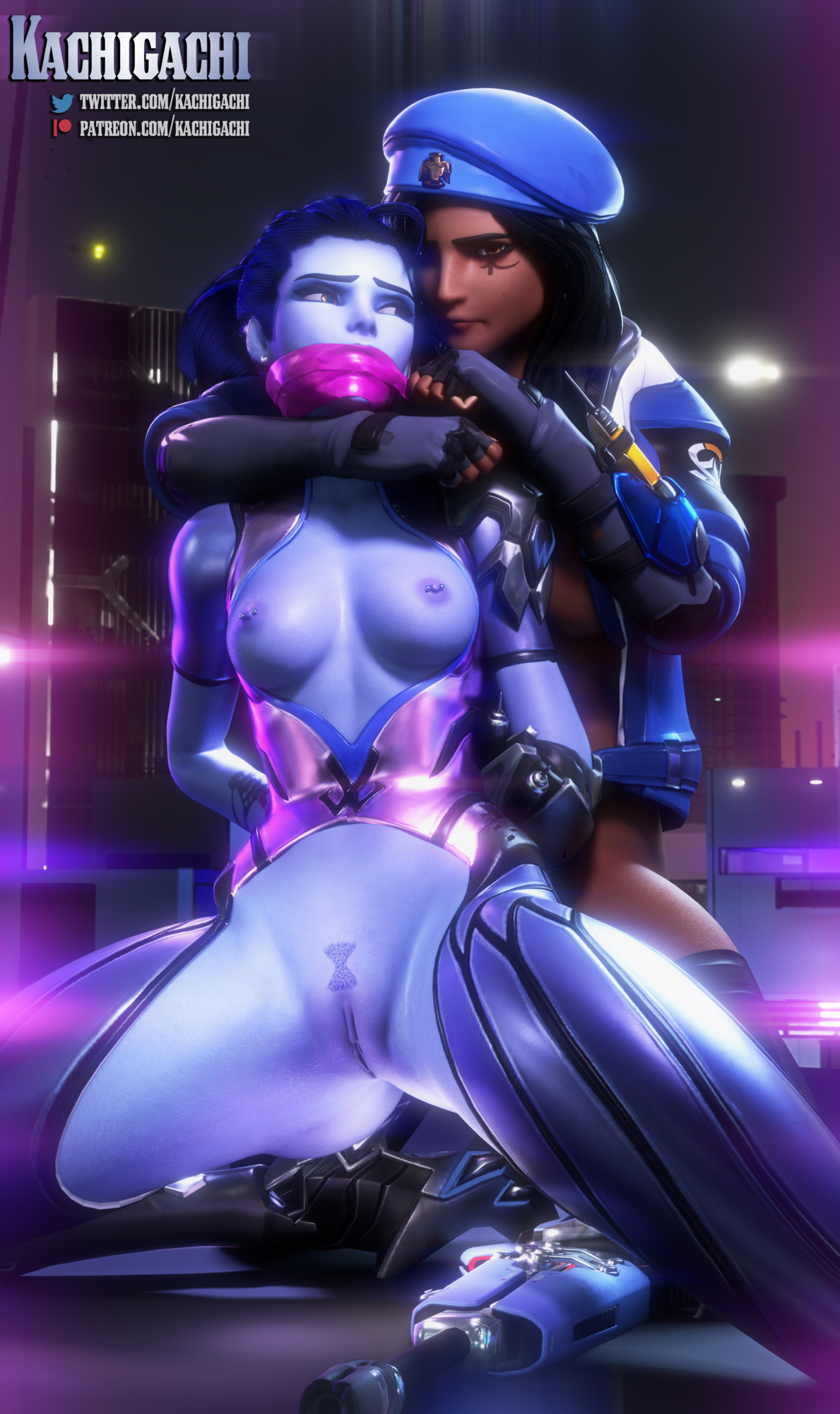 Ana vs Widowmaker | Bondage Overwatch Widowmaker Ana (Overwatch) Bondage Mouth Taped Bdsm Nipple Piercing Breasts 2