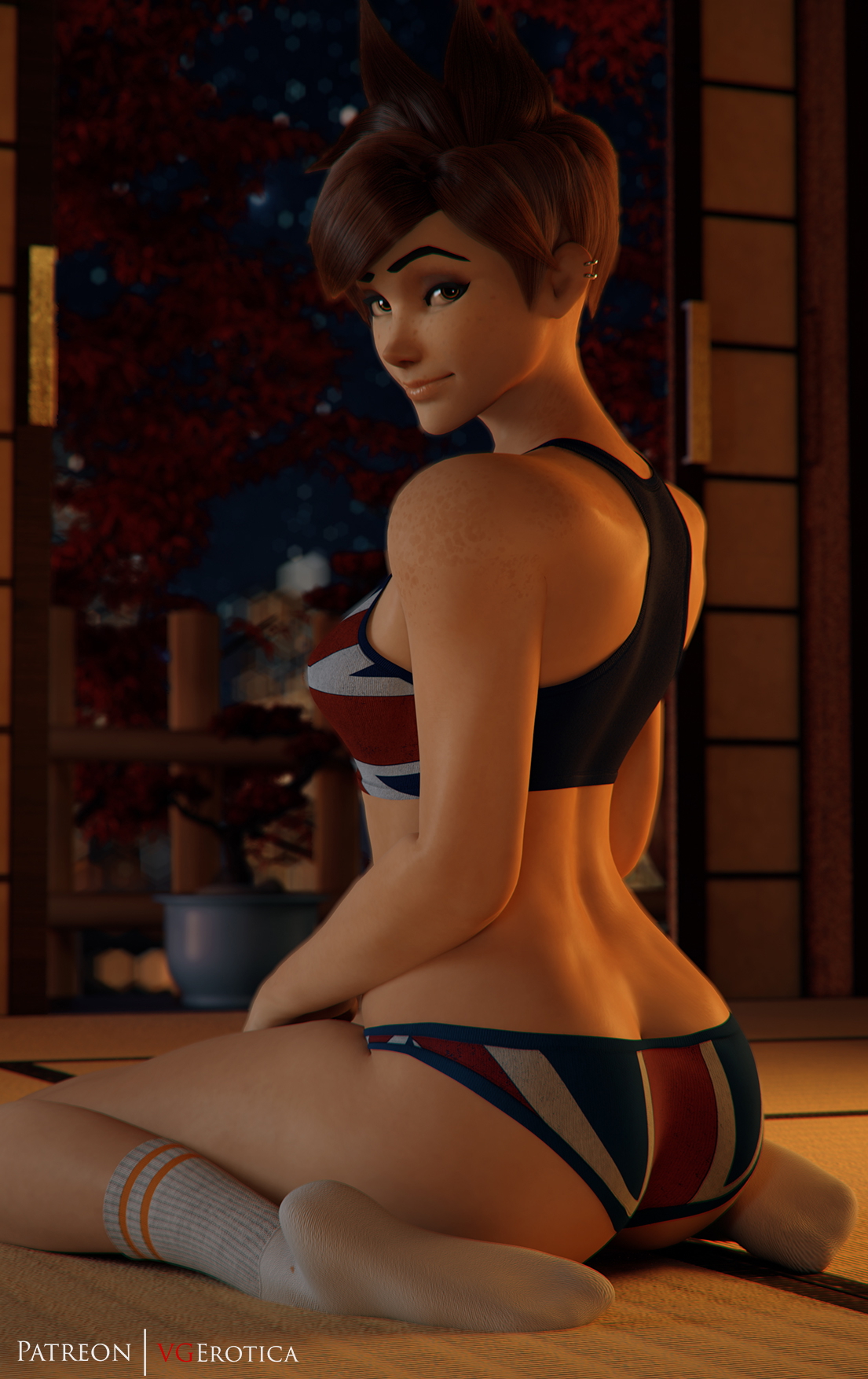 Tracer pinup Overwatch Tracer 3d Porn Naked Nude Pinup Lingerie Straight Big Booty Natural Boobs Natural Tits 4