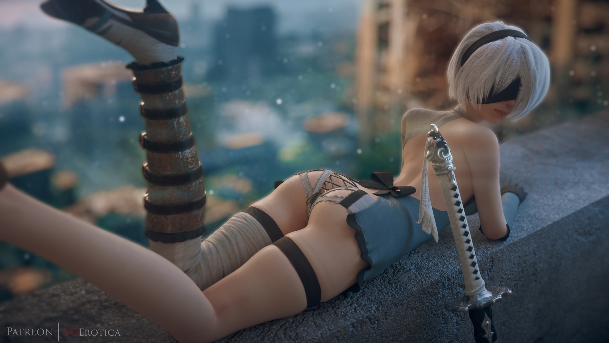 2B Solo 2b Yorha2b Nier Automata 3d Porn Naked Nude Lingerie Big Booty Sexy