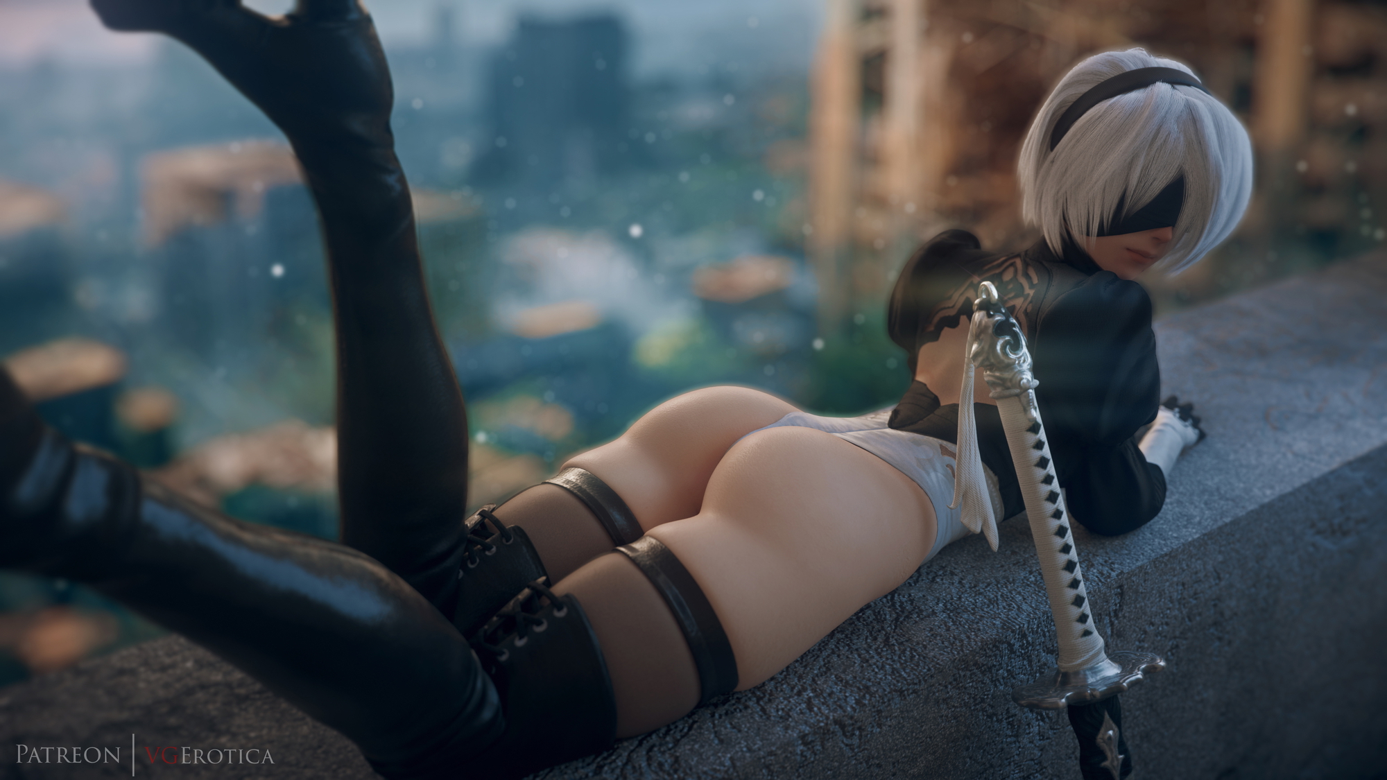 2B Solo 2b Yorha2b Nier Automata 3d Porn Naked Nude Lingerie Big Booty Sexy 4