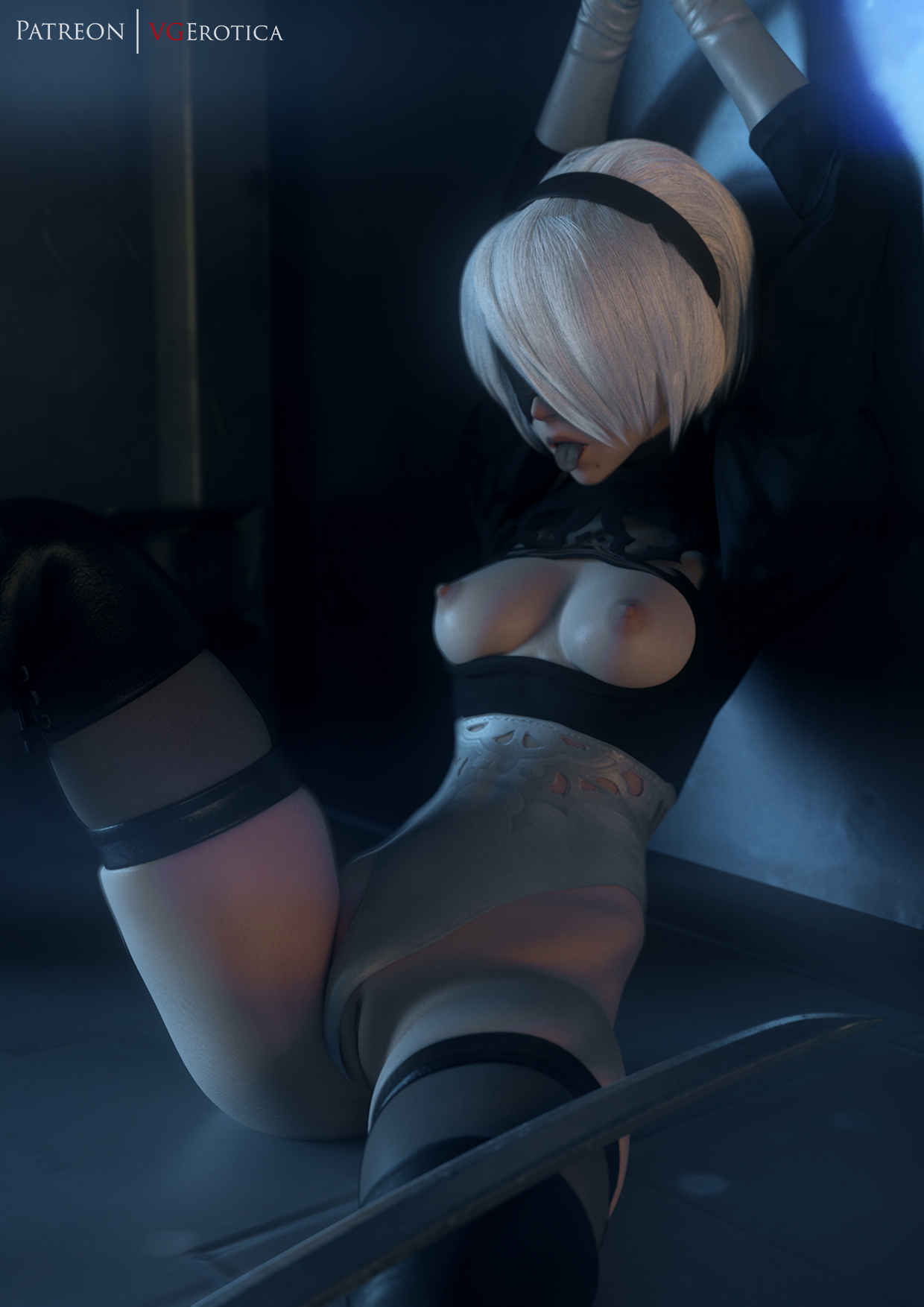 2B Bondage 2b Yorha2b Nier Automata 3d Porn Naked Nude Lingerie Bondage Bdsm Cum Drip Cum Covered Creampie Cum In Mouth Restrained