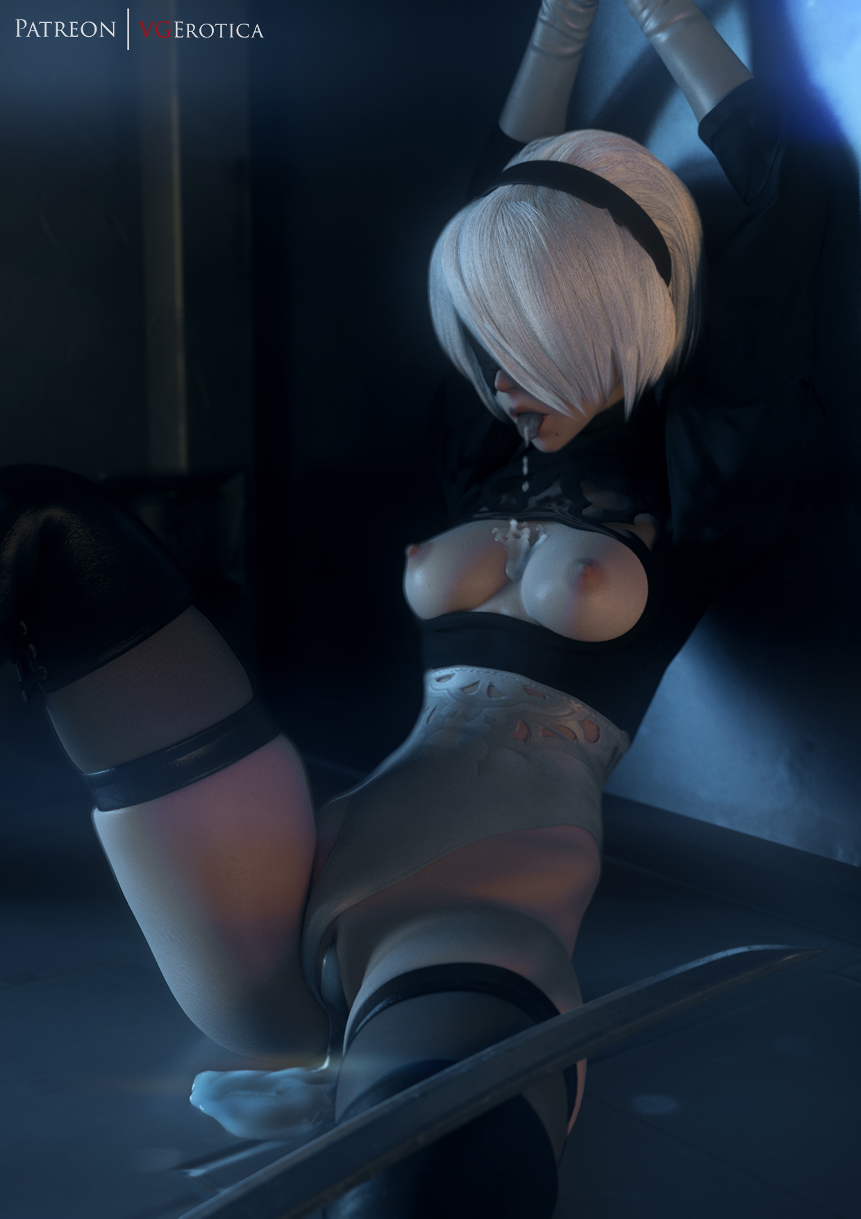 2B Bondage 2b Yorha2b Nier Automata 3d Porn Naked Nude Lingerie Bondage Bdsm Cum Drip Cum Covered Creampie Cum In Mouth Restrained 2