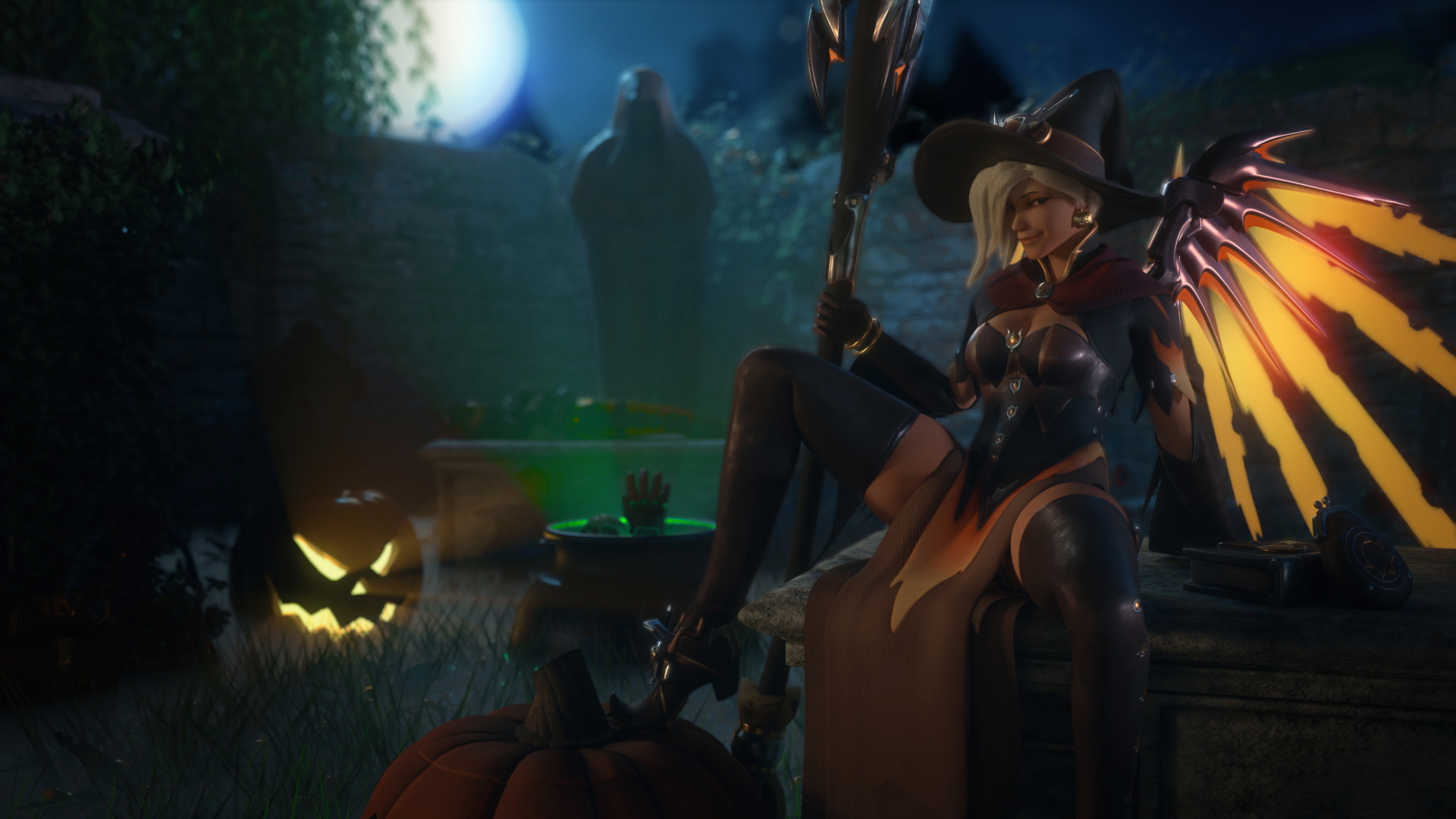 Halloween Mercy Overwatch Mercy 3d Porn Nude Naked Halloween Natural Boobs Natural Tits Pussy 10