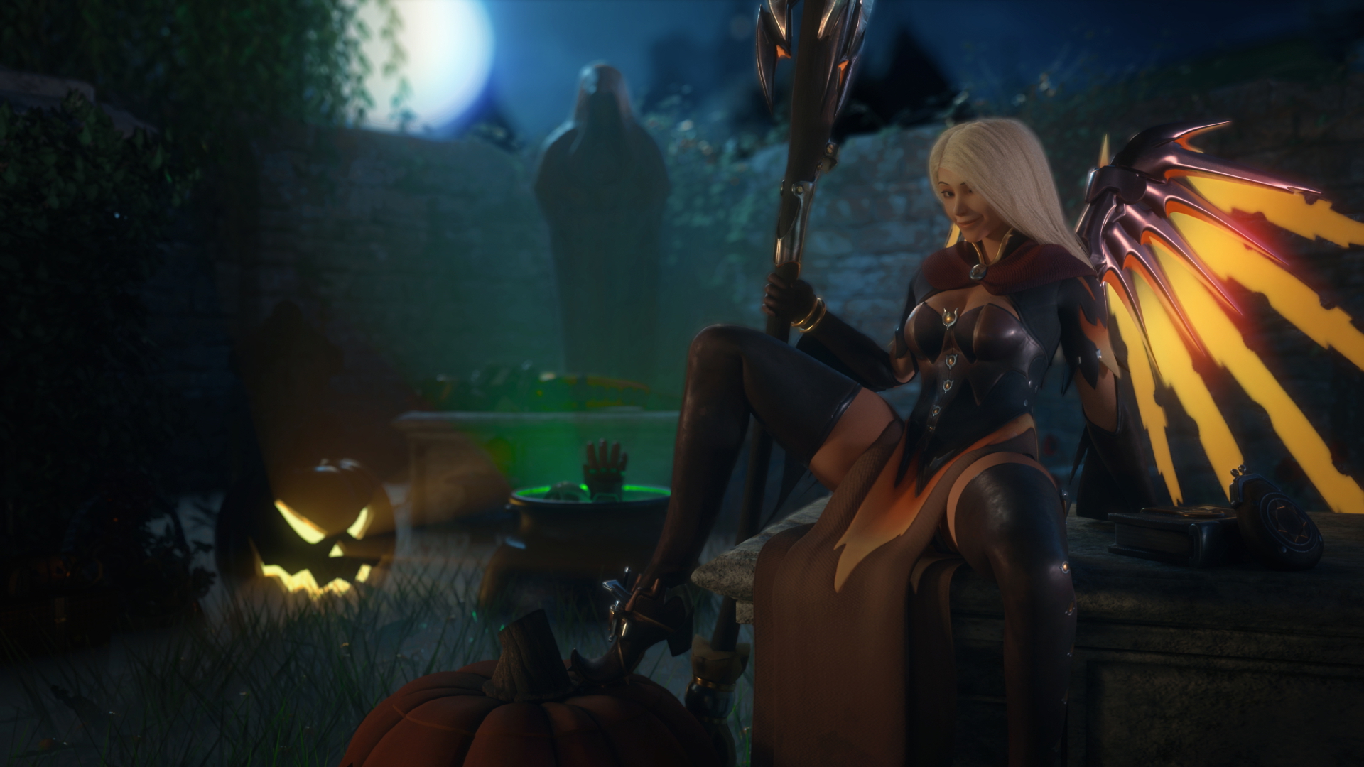 Halloween Mercy Overwatch Mercy 3d Porn Nude Naked Halloween Natural Boobs Natural Tits Pussy 12