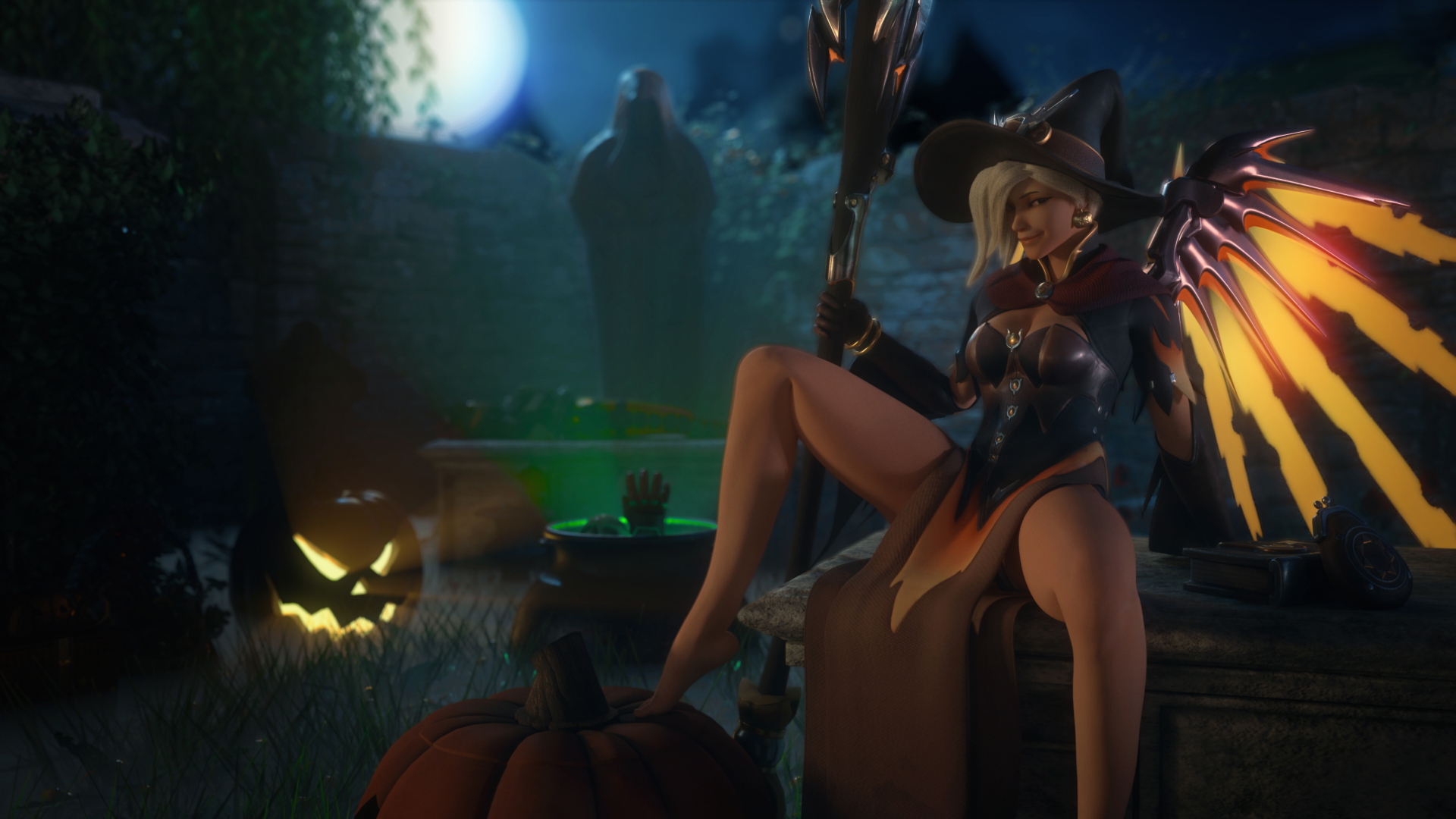 Halloween Mercy Overwatch Mercy 3d Porn Nude Naked Halloween Natural Boobs Natural Tits Pussy 13