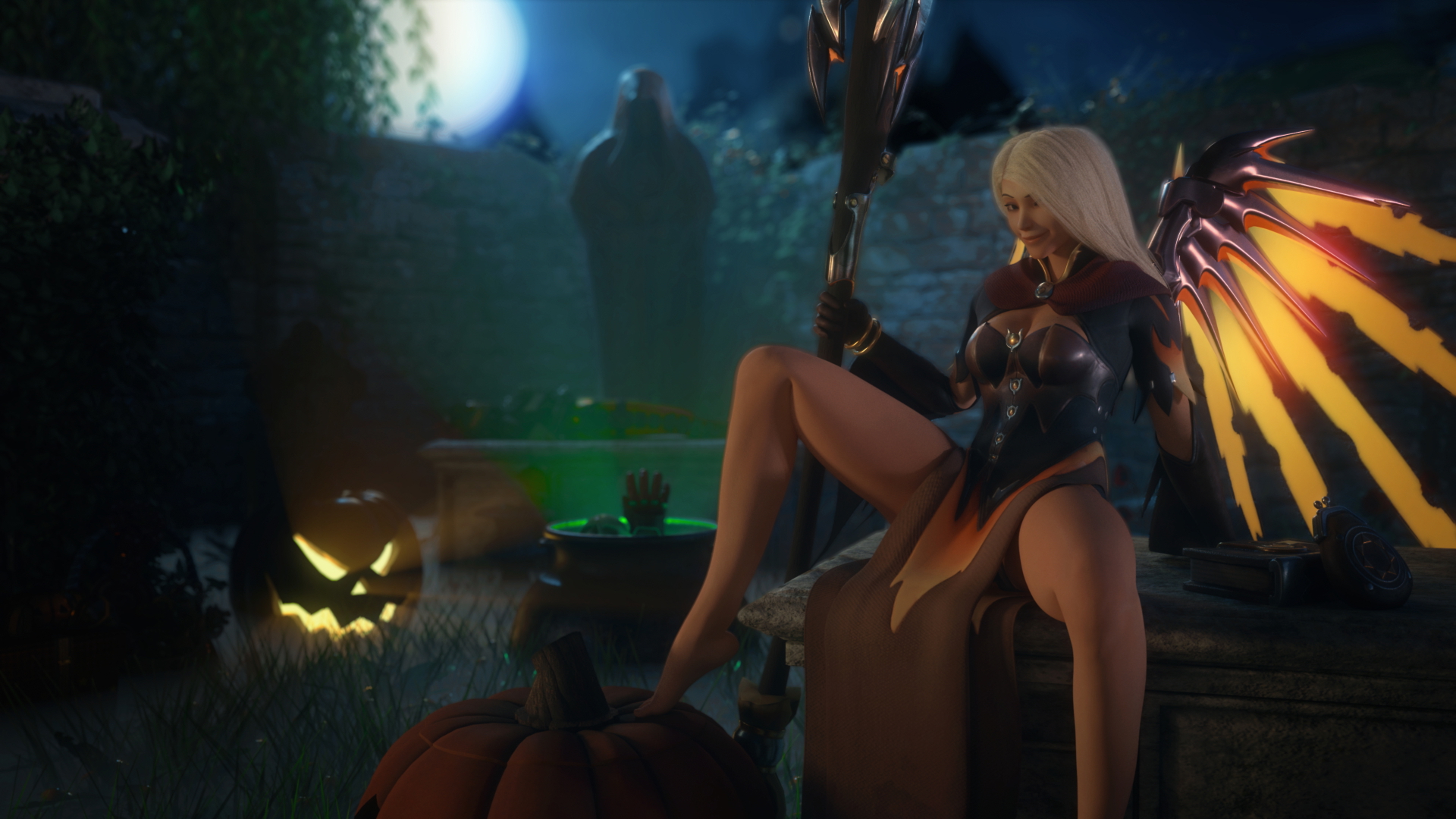 Halloween Mercy Overwatch Mercy 3d Porn Nude Naked Halloween Natural Boobs Natural Tits Pussy 15