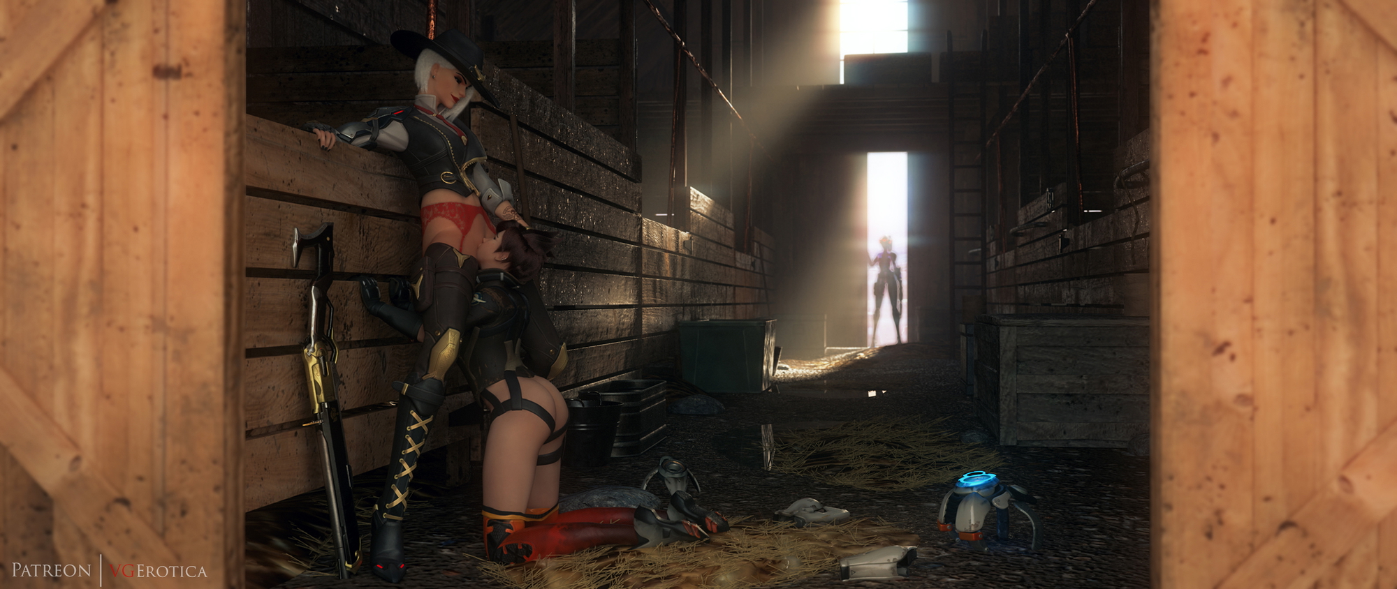 Ashe x Tracer Overwatch Ashe Tracer Widowmaker 3d Porn Eating Pussy Pussy Licking Lesbian Cunnilingus Lingerie