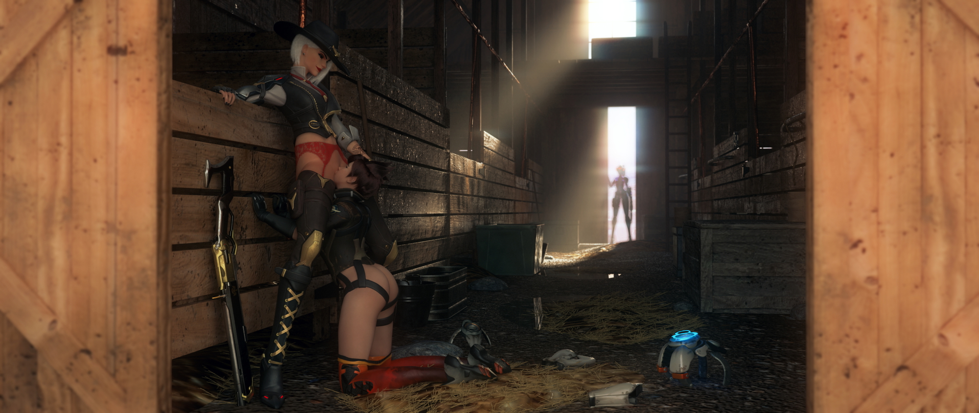 Ashe x Tracer Overwatch Ashe Tracer Widowmaker 3d Porn Eating Pussy Pussy Licking Lesbian Cunnilingus Lingerie 2