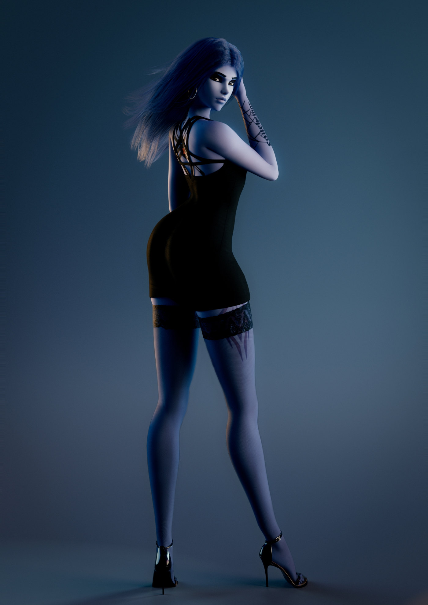 Widow pinup Overwatch Widowmaker 3d Porn Pinup Sexy High Heels Lingerie Nude Half Naked 2