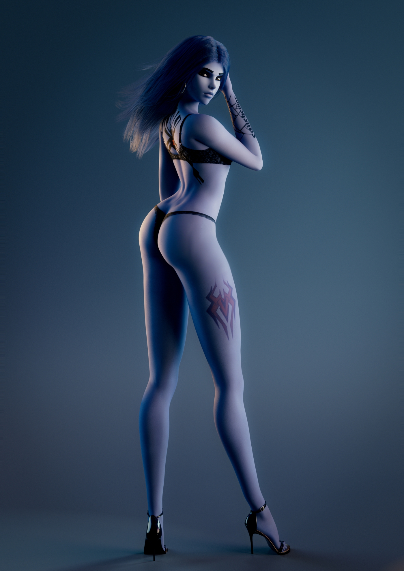 Widow pinup Overwatch Widowmaker 3d Porn Pinup Sexy High Heels Lingerie Nude Half Naked 6