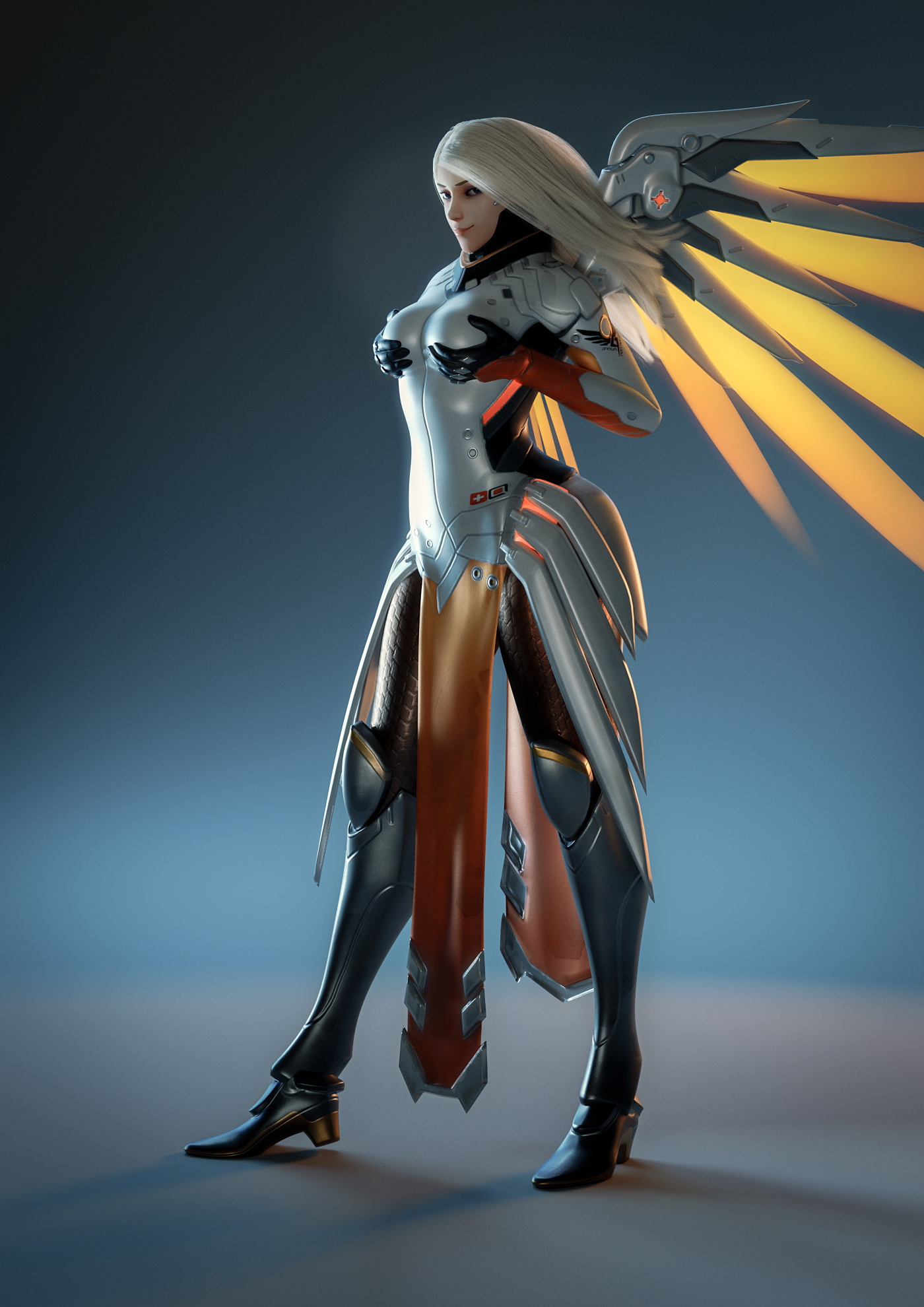 Mercy pinup Overwatch Mercy 3d Porn Pinup Sexy High Heels Lingerie Nude Half Naked Natural Boobs Natural Tits 6