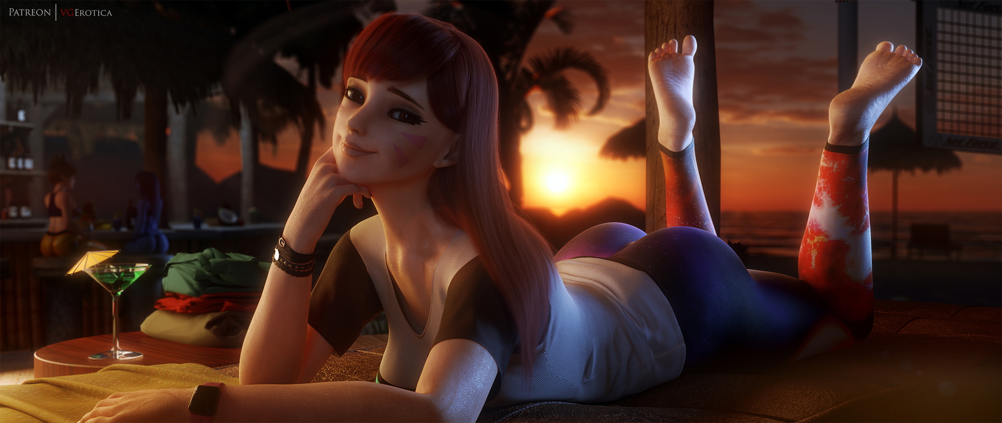 D.va sunset Dva (overwatch) Overwatch 3d Porn Nude Naked Ass Booty Feet Barefoot Sweaty Sweat Nipples Teen Sexy