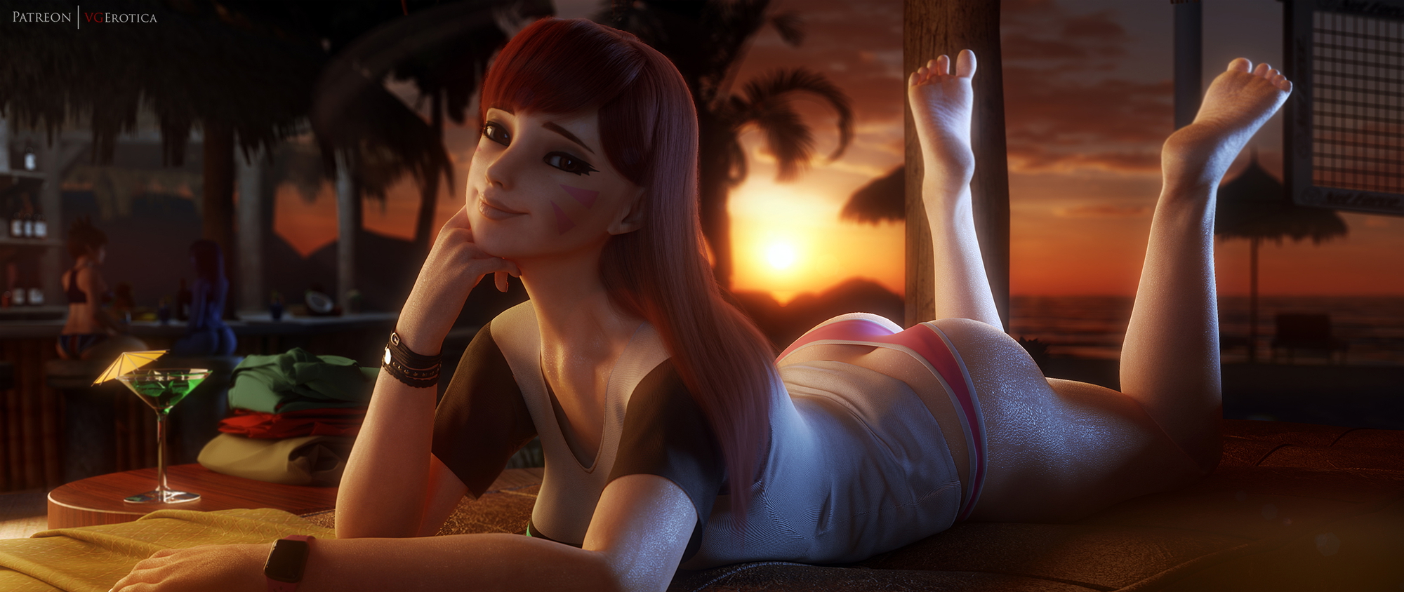 D.va sunset Dva (overwatch) Overwatch 3d Porn Nude Naked Ass Booty Feet Barefoot Sweaty Sweat Nipples Teen Sexy 6