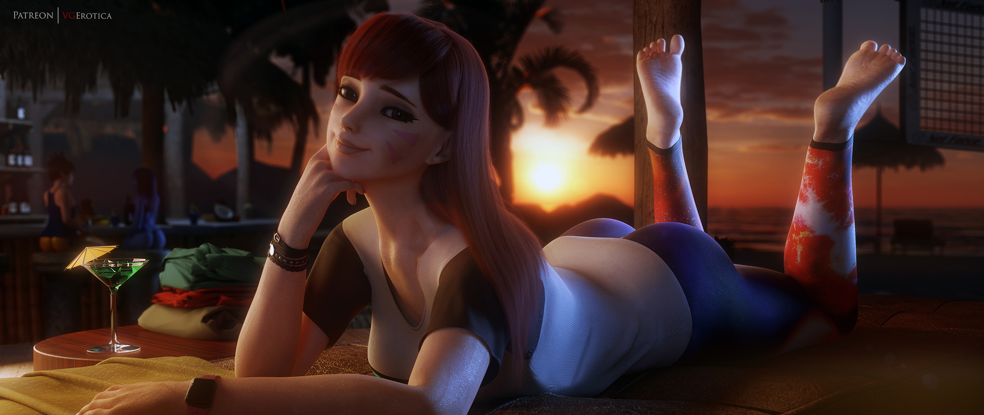 D.va sunset Dva (overwatch) Overwatch 3d Porn Nude Naked Ass Booty Feet Barefoot Sweaty Sweat Nipples Teen Sexy 9