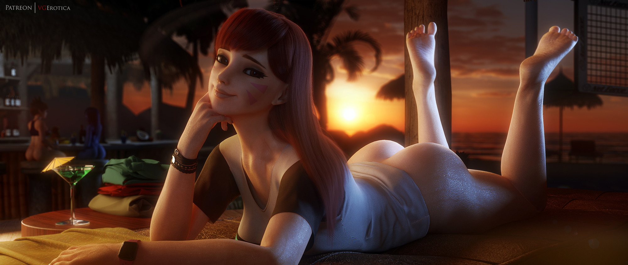 D.va sunset Dva (overwatch) Overwatch 3d Porn Nude Naked Ass Booty Feet Barefoot Sweaty Sweat Nipples Teen Sexy 10