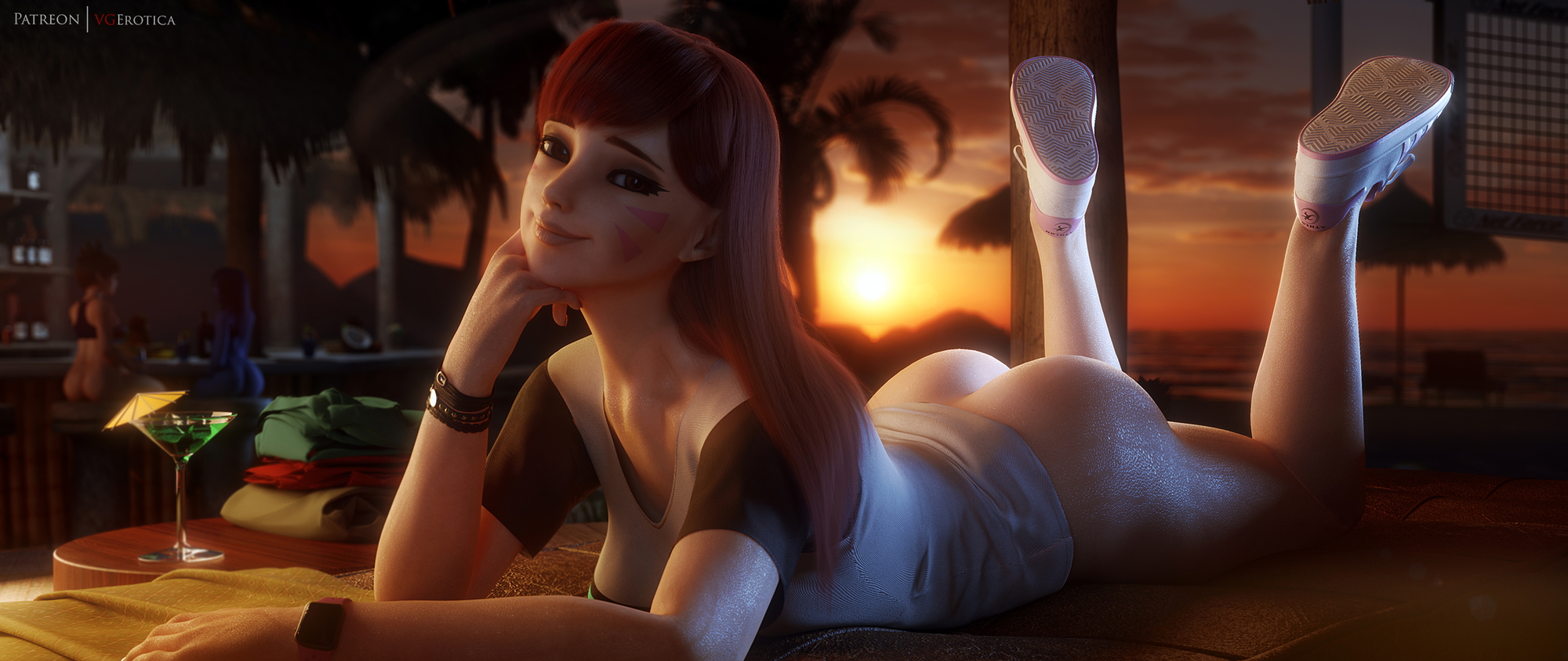 D.va sunset Dva (overwatch) Overwatch 3d Porn Nude Naked Ass Booty Feet Barefoot Sweaty Sweat Nipples Teen Sexy 11