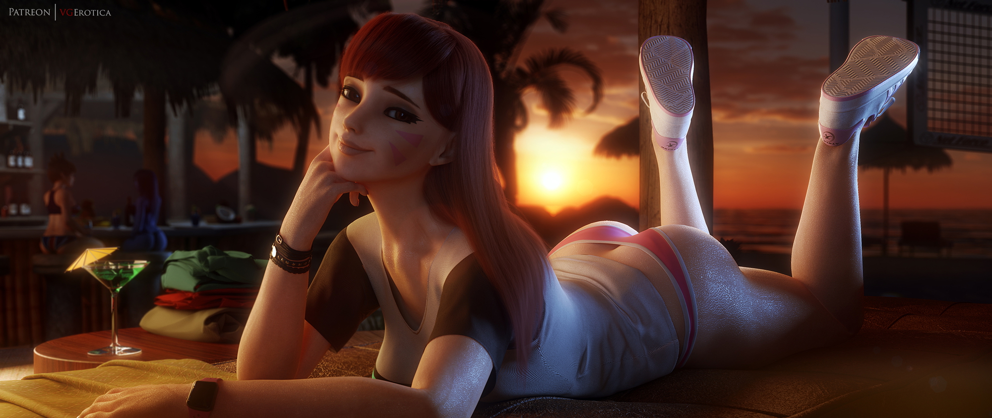 D.va sunset Dva (overwatch) Overwatch 3d Porn Nude Naked Ass Booty Feet Barefoot Sweaty Sweat Nipples Teen Sexy 12