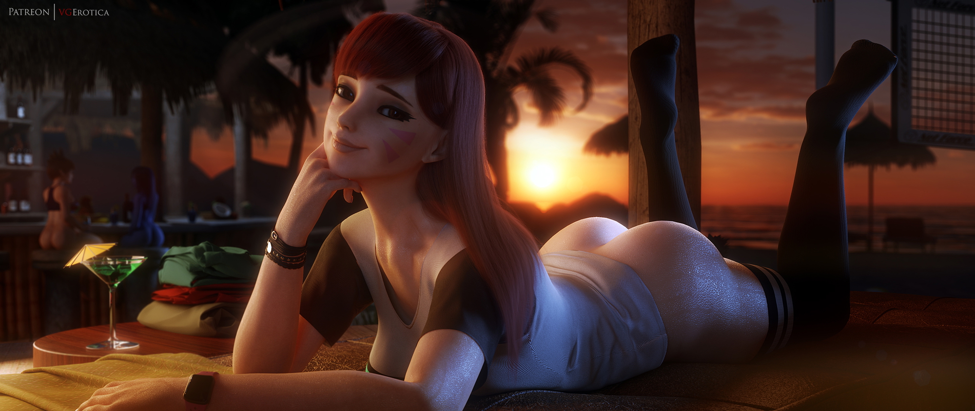 D.va sunset Dva (overwatch) Overwatch 3d Porn Nude Naked Ass Booty Feet Barefoot Sweaty Sweat Nipples Teen Sexy 13