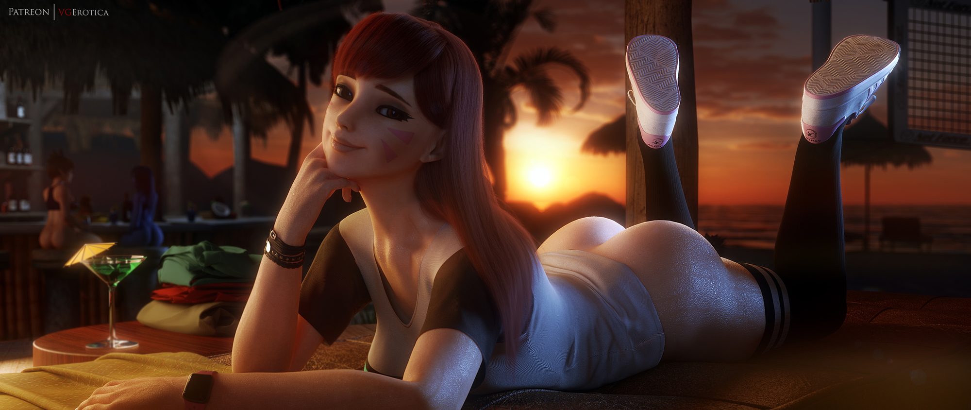 D.va sunset Dva (overwatch) Overwatch 3d Porn Nude Naked Ass Booty Feet Barefoot Sweaty Sweat Nipples Teen Sexy 14