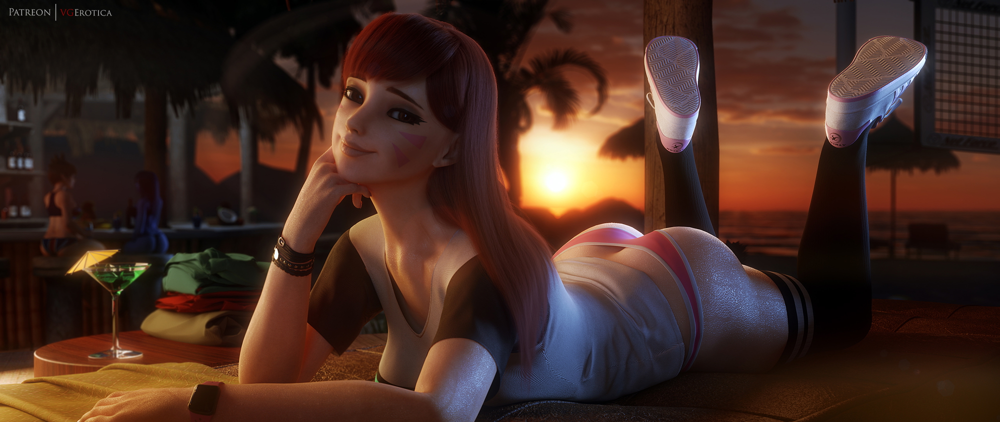 D.va sunset Dva (overwatch) Overwatch 3d Porn Nude Naked Ass Booty Feet Barefoot Sweaty Sweat Nipples Teen Sexy 15