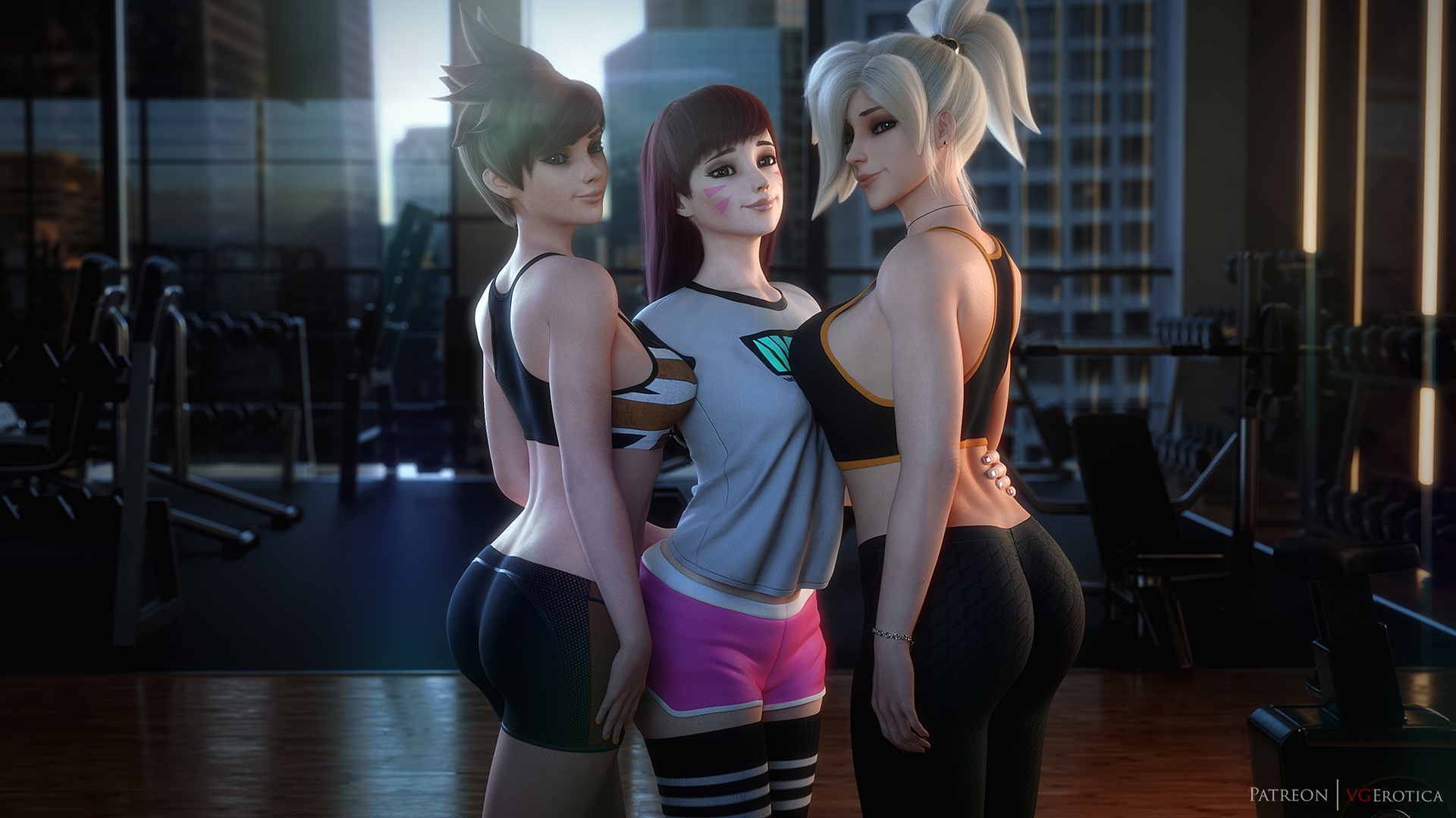 D.va-Tracer-Mercy Overwatch Mercy Dva (overwatch) Tracer 3d Porn Nude Naked Ass Big Booty Natural Boobs Natural Tits Natural Breast Gym 3