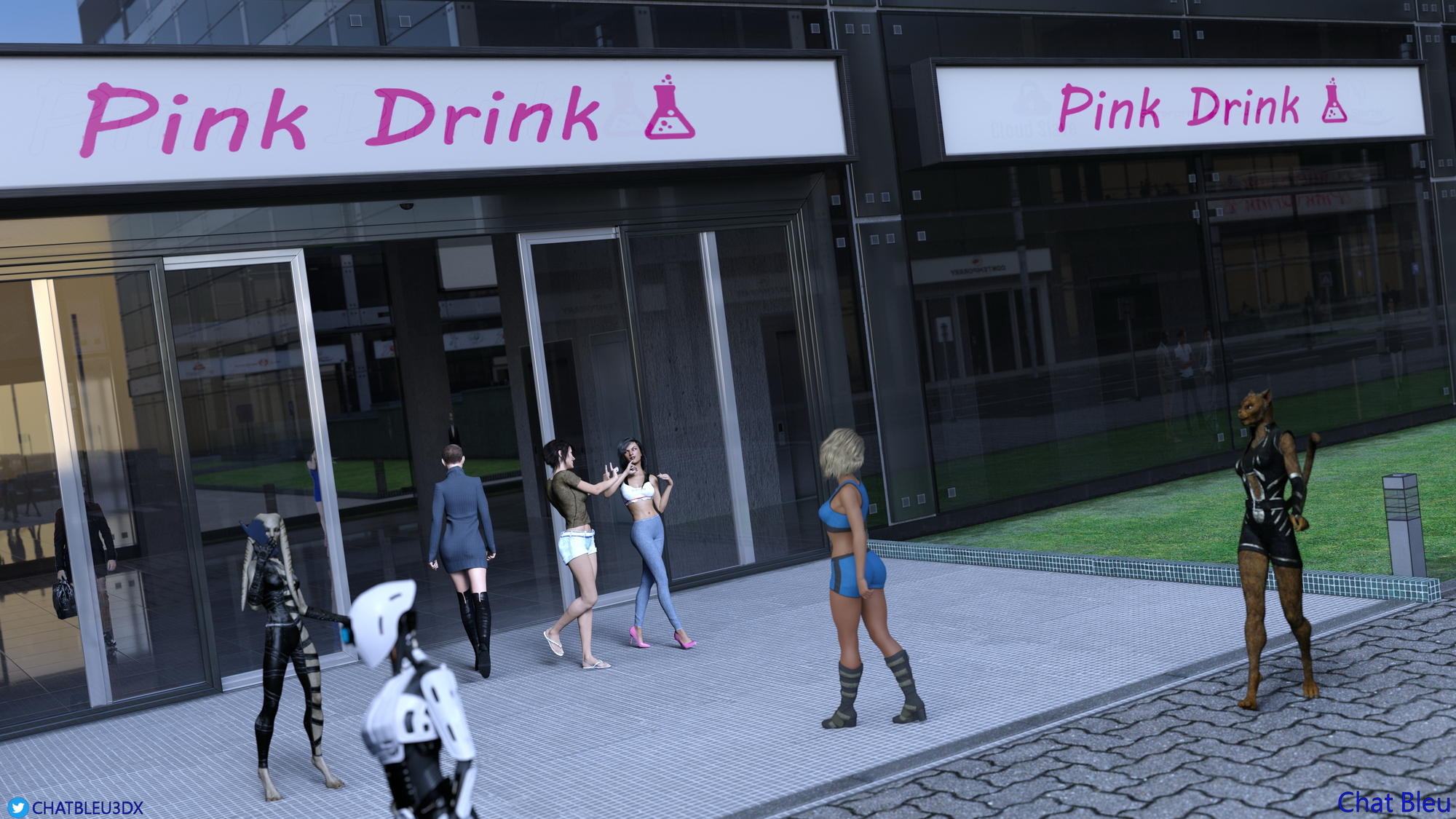 Pink Drink 1 Chat Bleu Bimbo 3d Porn Nude Comic 10